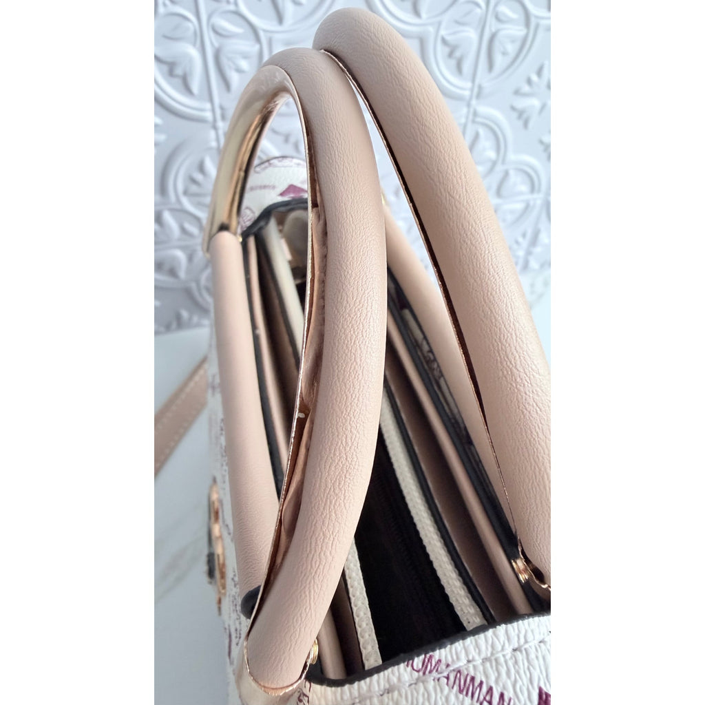 Mickey Mouse Charm Satchel Bag Women’s Handbag White Beige NEW