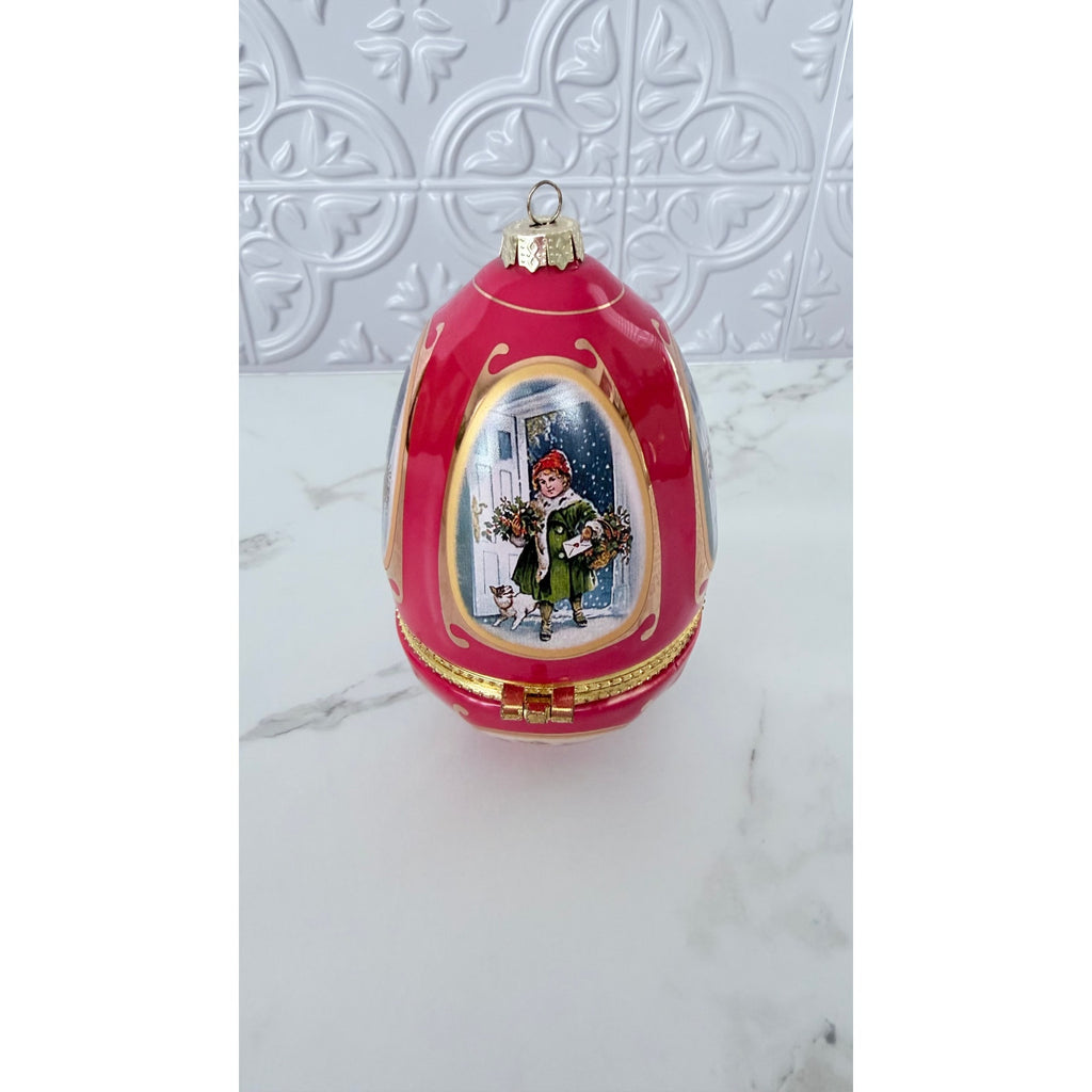Mr. Christmas Valerie Parr Hill Musical Egg Ornament 2011 - Red