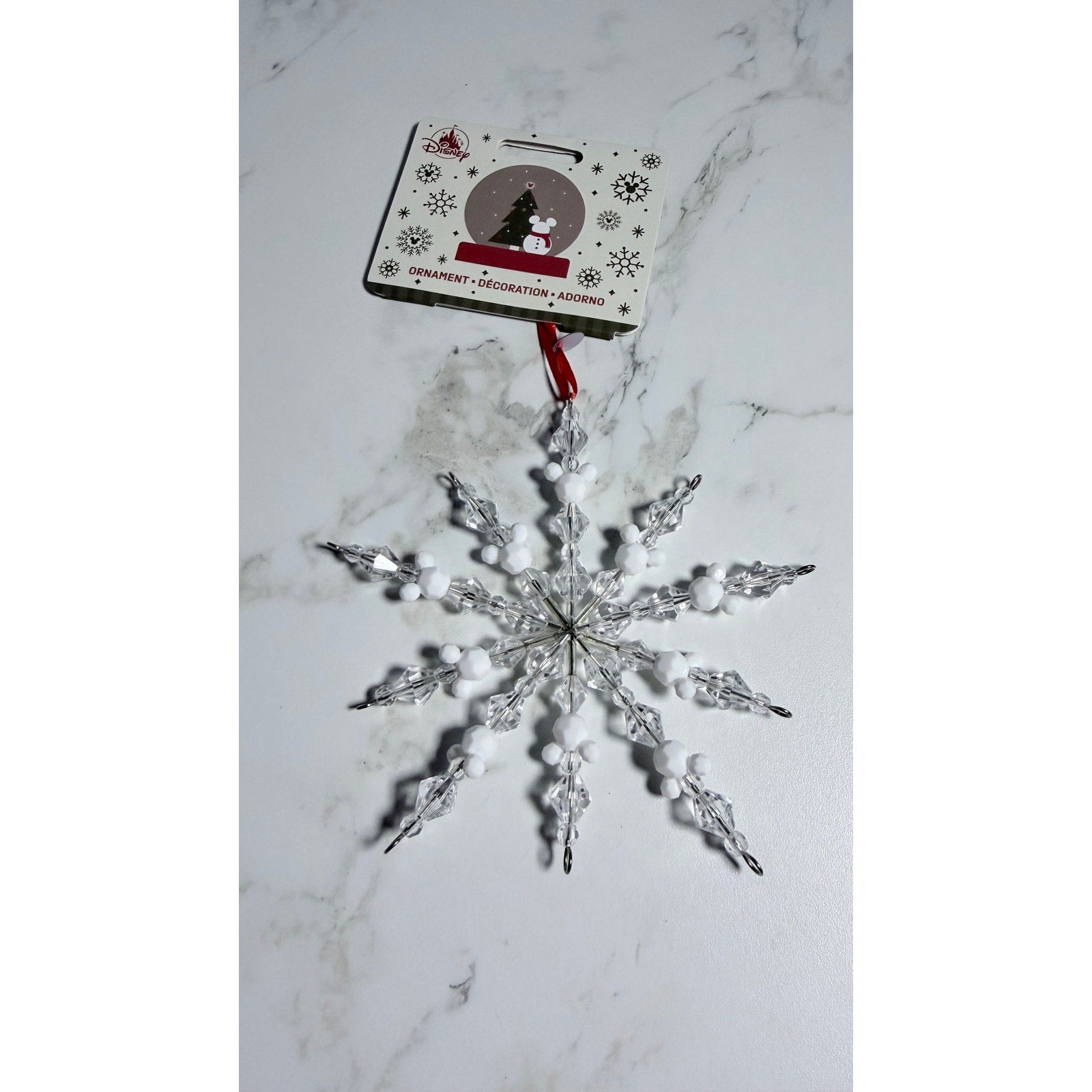 Disney Mickey Mouse Beaded Snowflake Holiday Ornament NWT