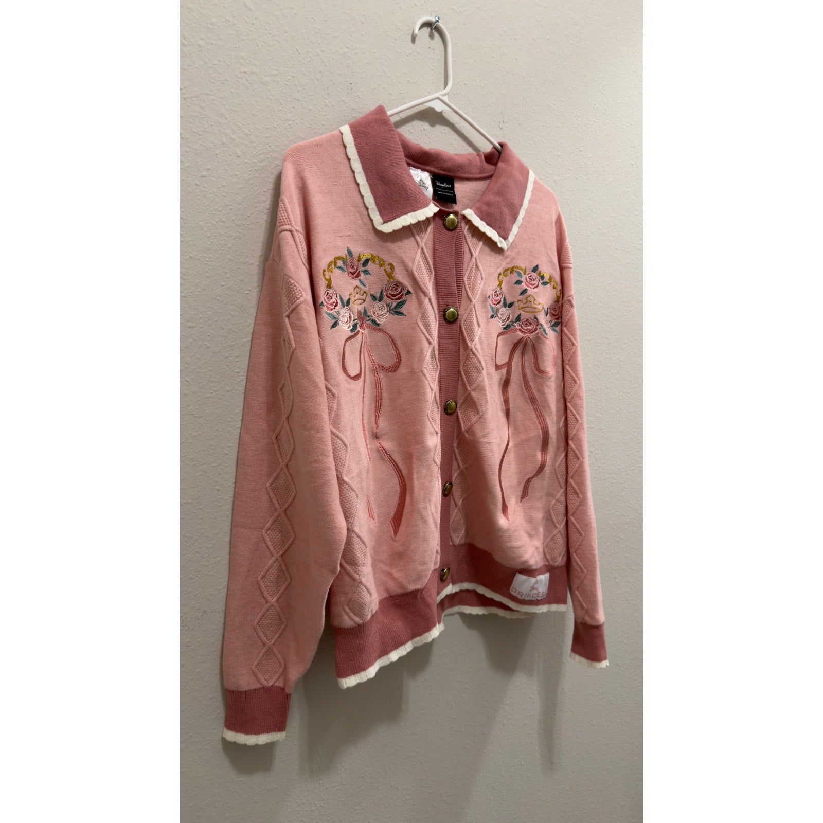 Disney Parks Her Universe Princess Pink Knit Cardigan Sweater Large NWT