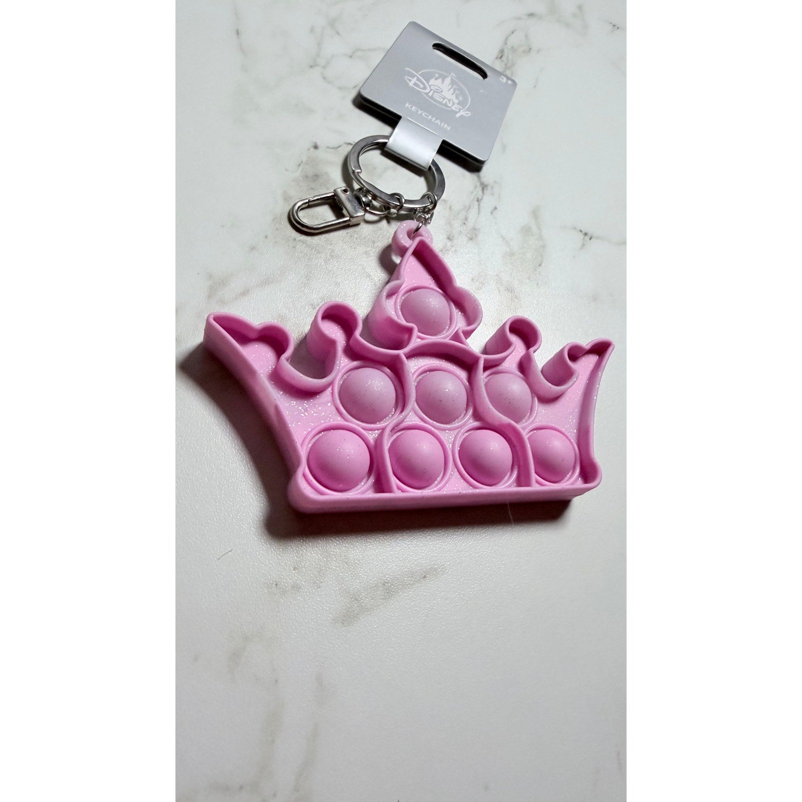Disney Parks Pink Princess Crown Pop It Charm Sensory Fidget Keychain NEW