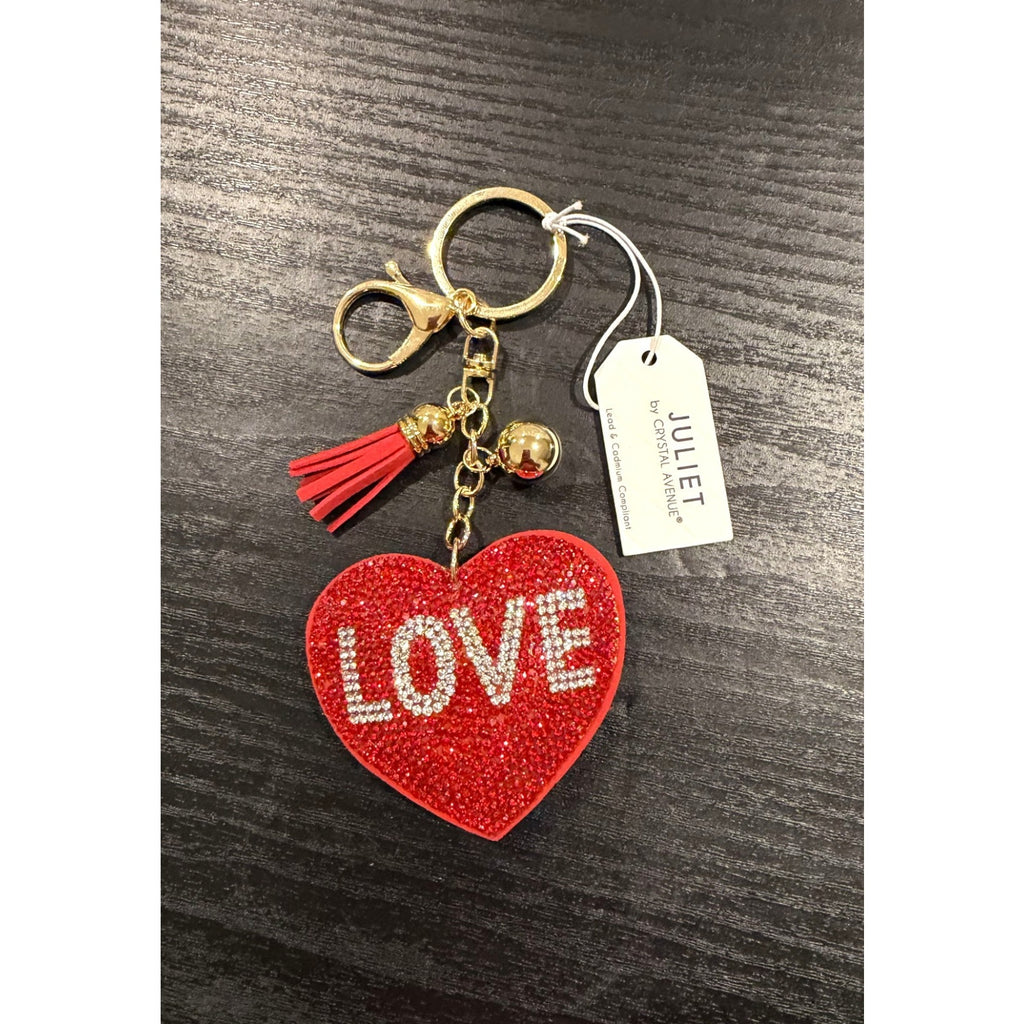 NEW Red Rhinestone Crystal Heart Keychain & Bag Charm