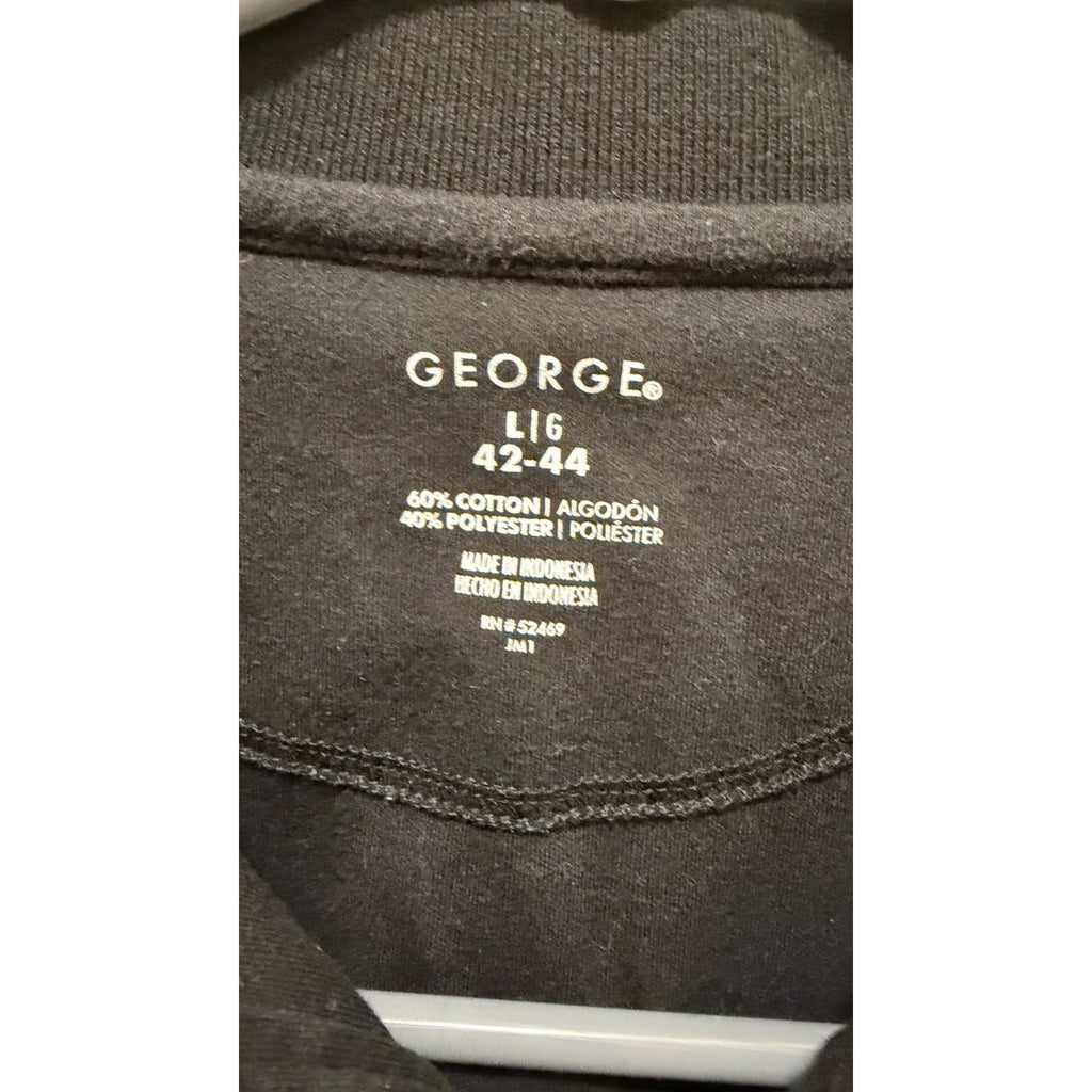 George Men’s Long Sleeve Polo Shirt - Solid Black - Regular Fit - Preowned