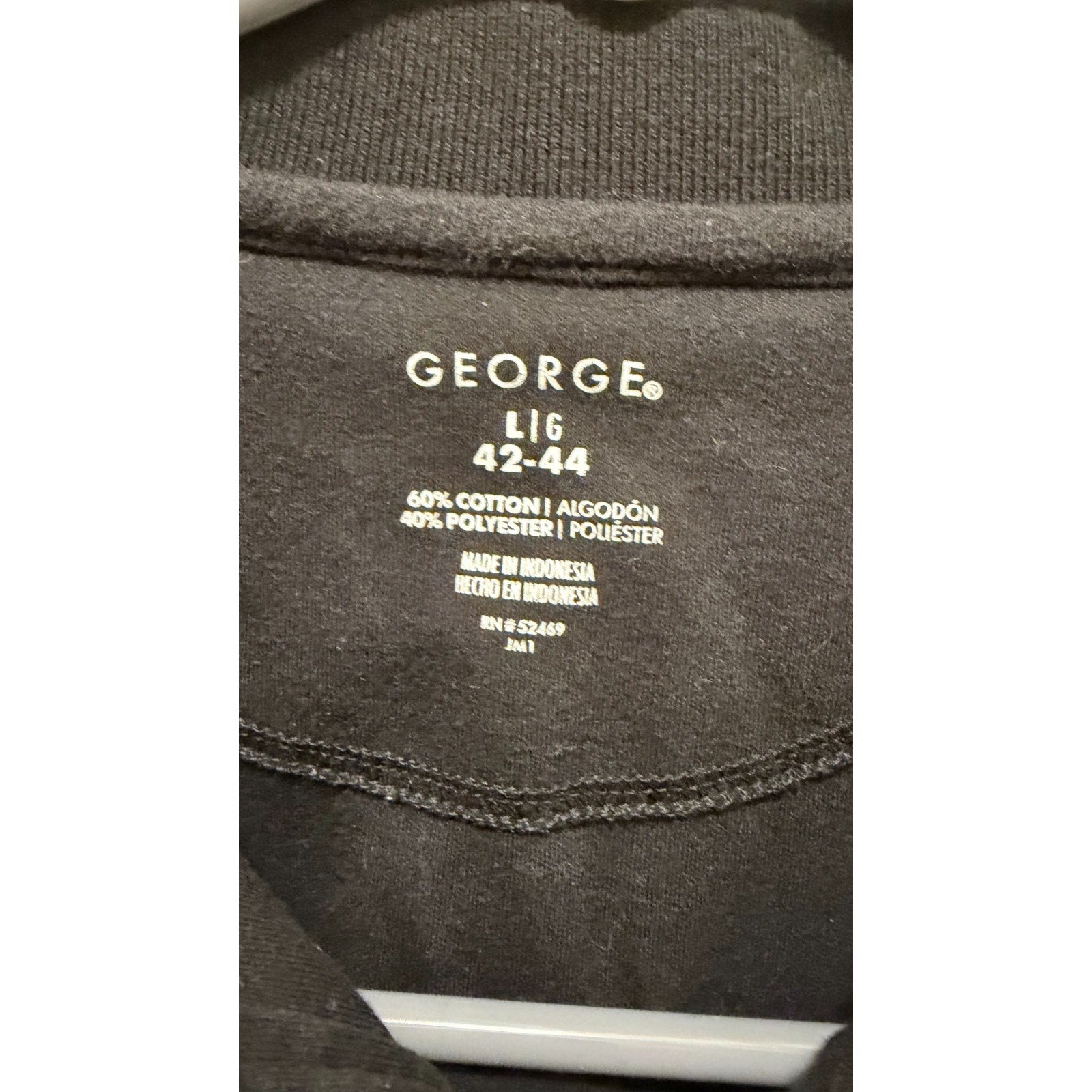 George Men’s Long Sleeve Polo Shirt - Solid Black - Regular Fit - Preowned
