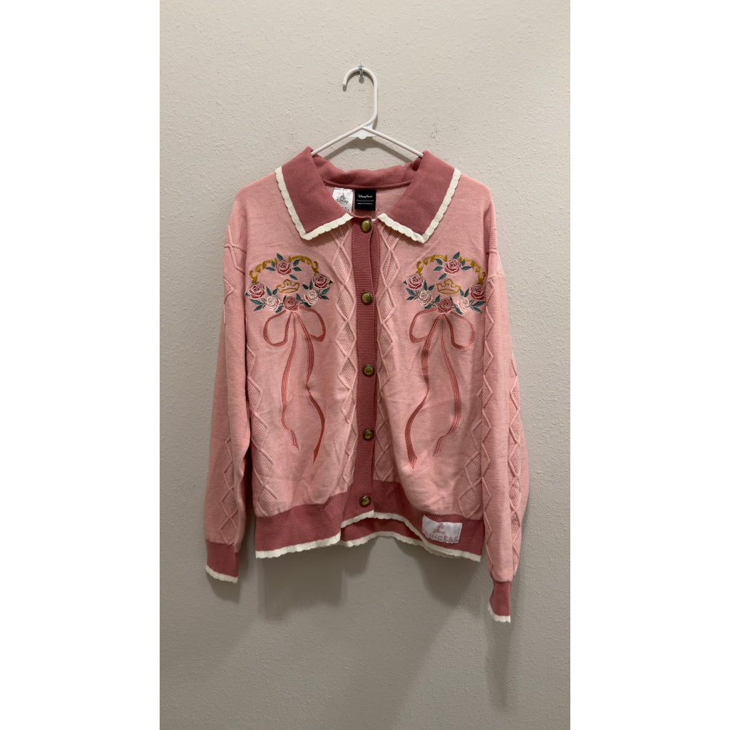 Disney Parks Her Universe Princess Pink Knit Cardigan Sweater Large NWT