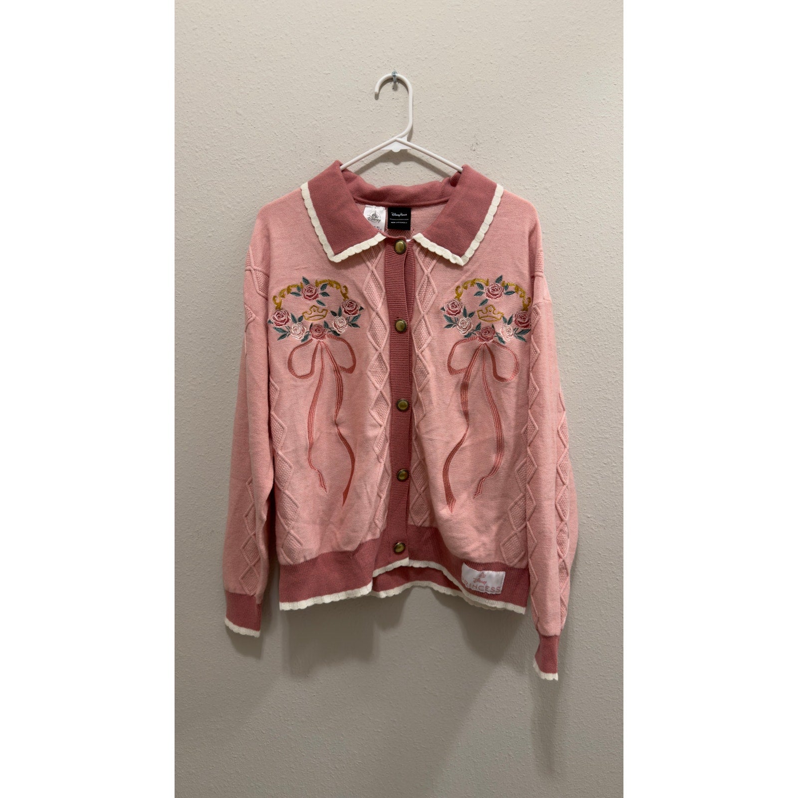 Disney Parks Her Universe Princess Pink Knit Cardigan Sweater Large NWT