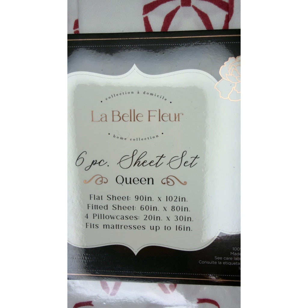 La Belle Fleur Queen Sheet Set — Red & White Bows