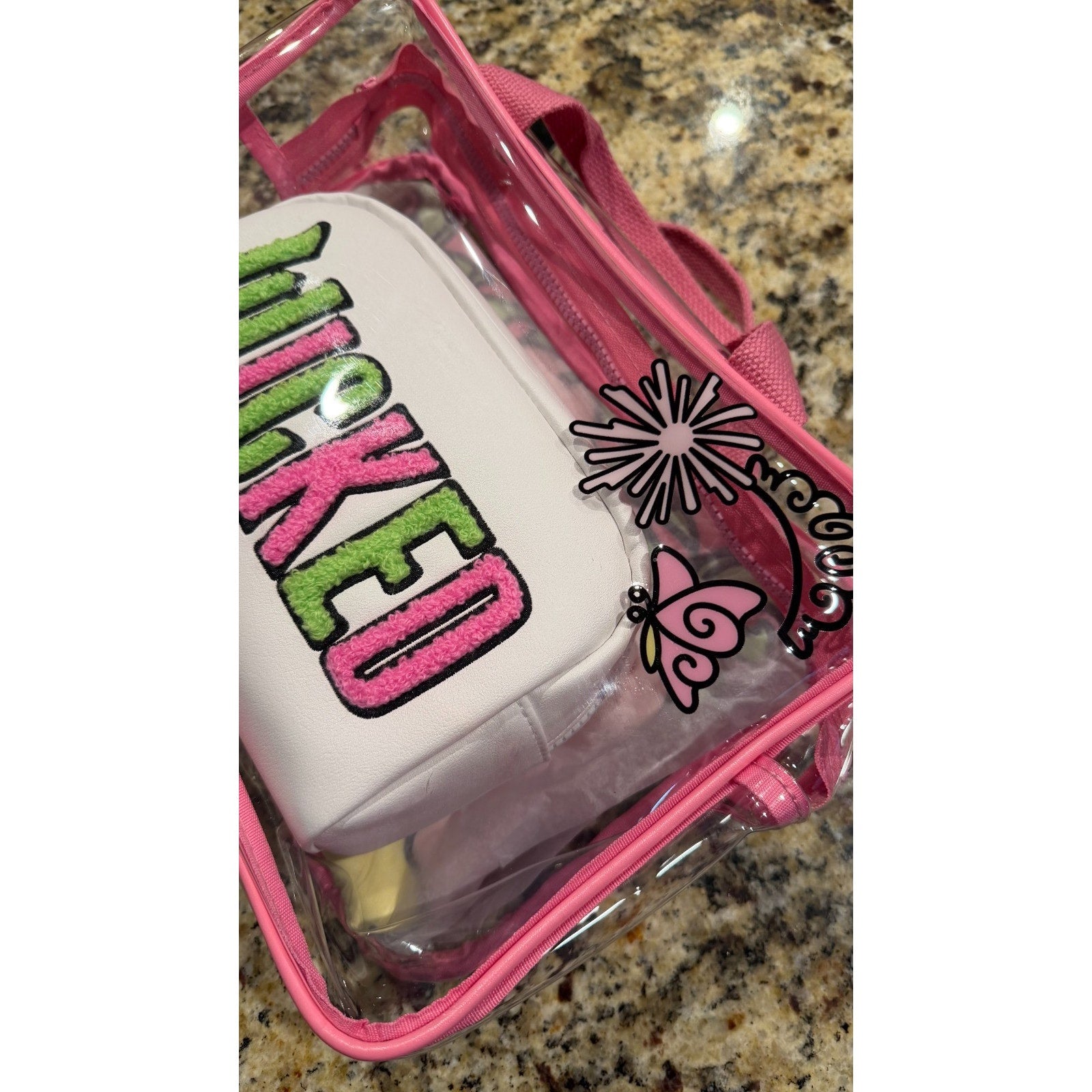 NEW Wicked Musical 3-Piece Cosmetic Bag Set - Clear & Pink