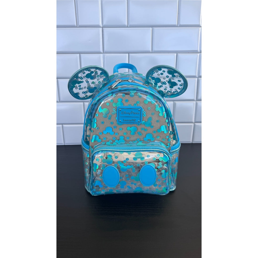 Disney Parks Loungefly Clear Translucent Mickey Sequin Mini Backpack NWT