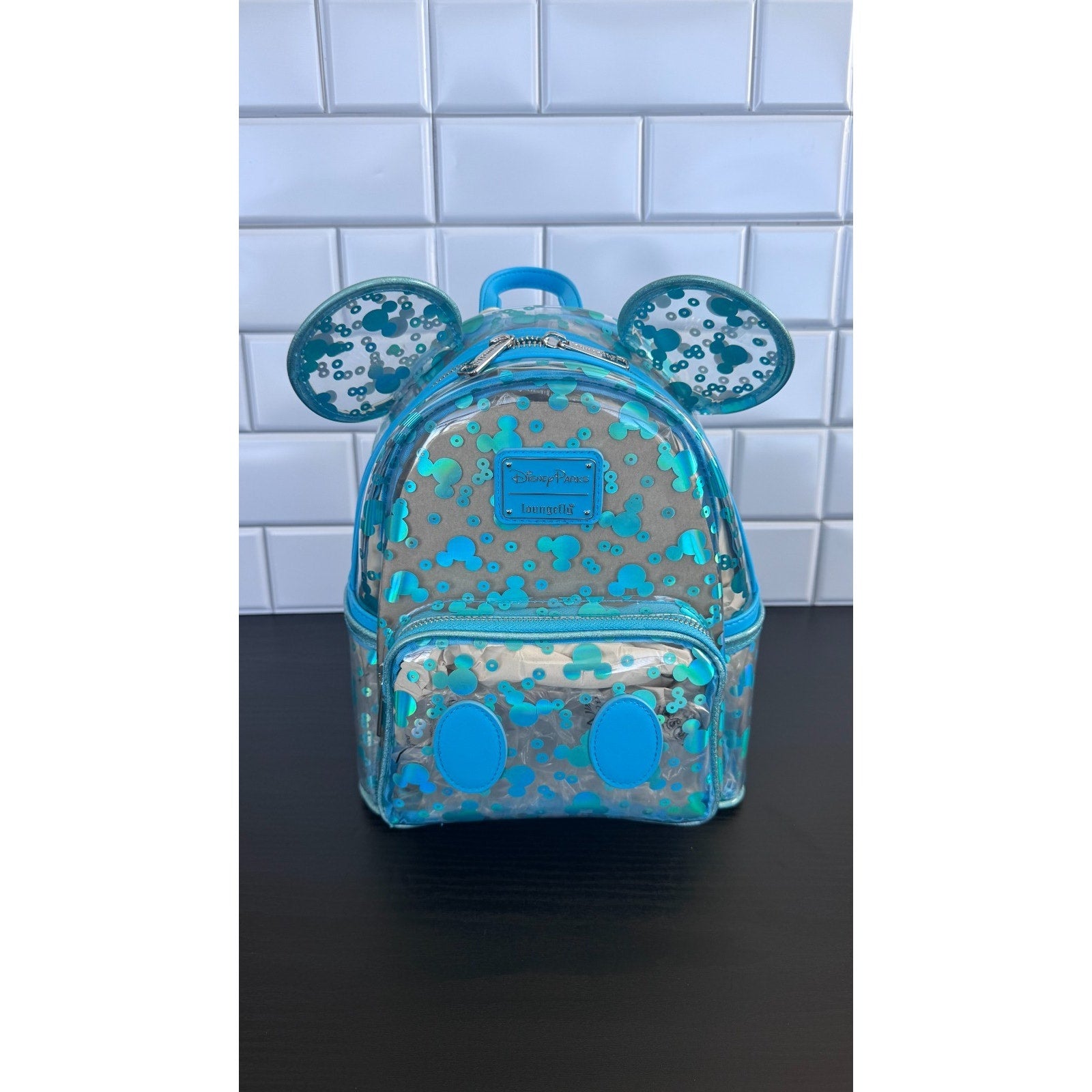 Disney Parks Loungefly Clear Translucent Mickey Sequin Mini Backpack NWT