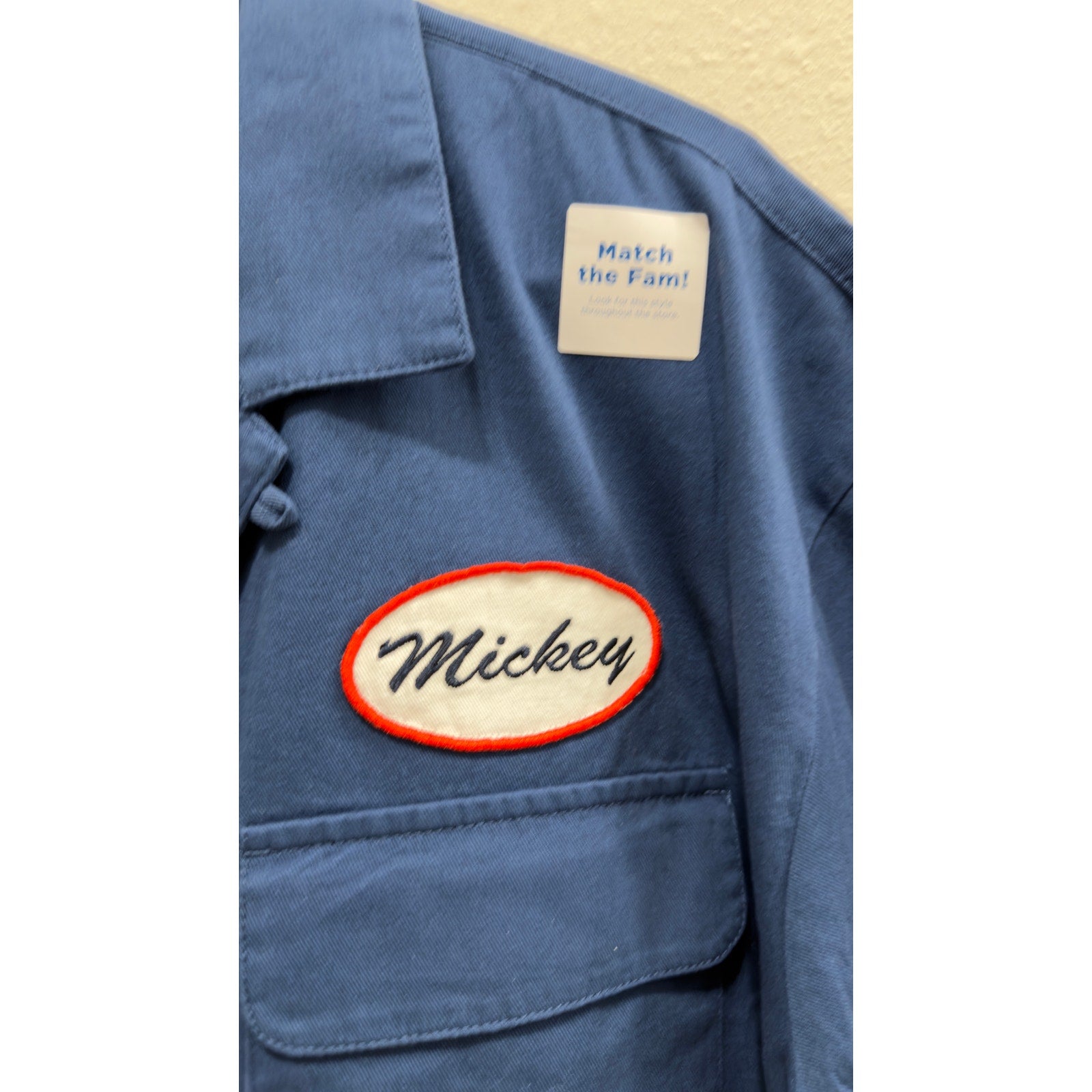Old Navy x Disney Men's XL Mickey Mouse USA 250 Years Twill Camp Shirt Blue NWT