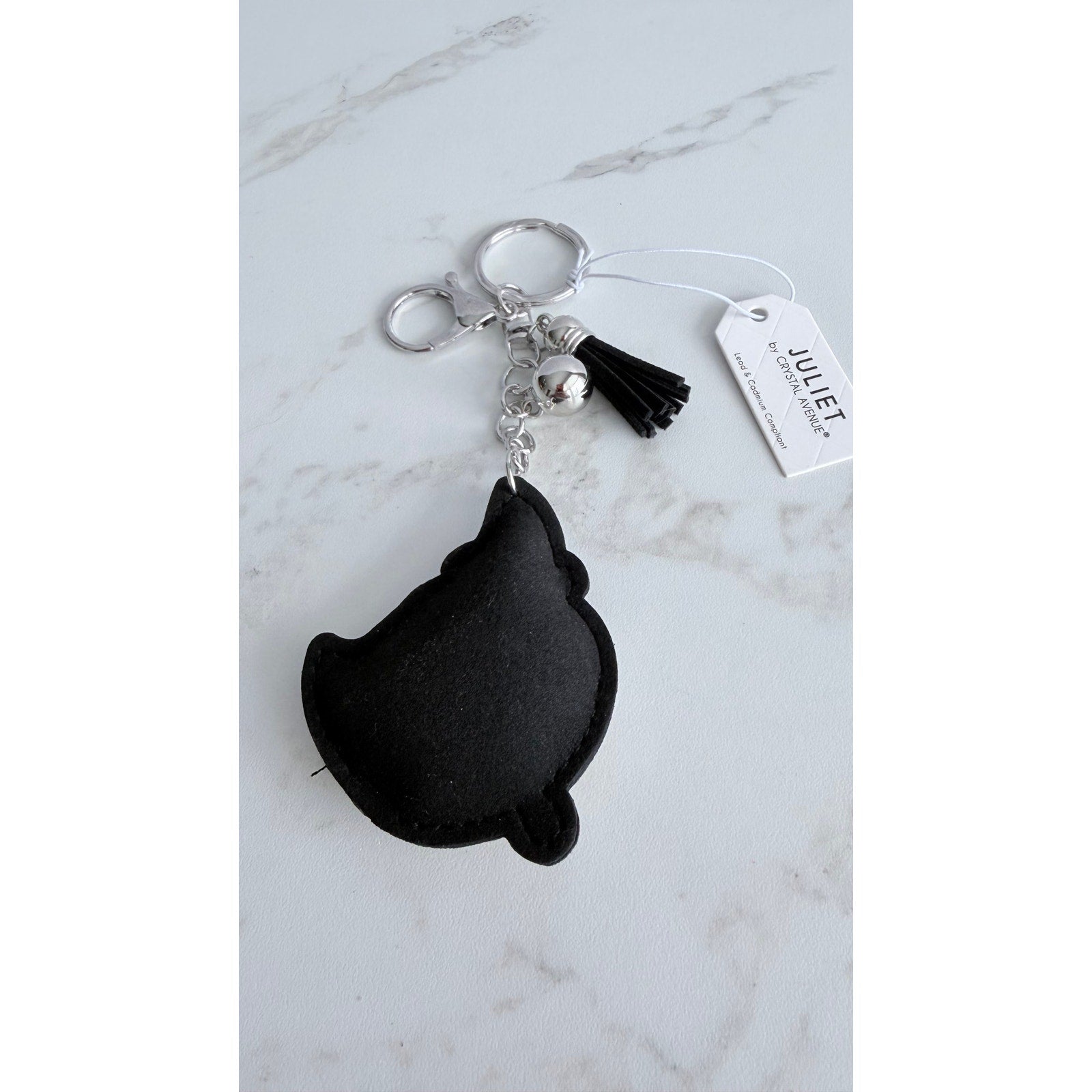 Juliet Crystal Avenue Ghost Rhinestone Puffy Keychain Tassel Halloween NWT