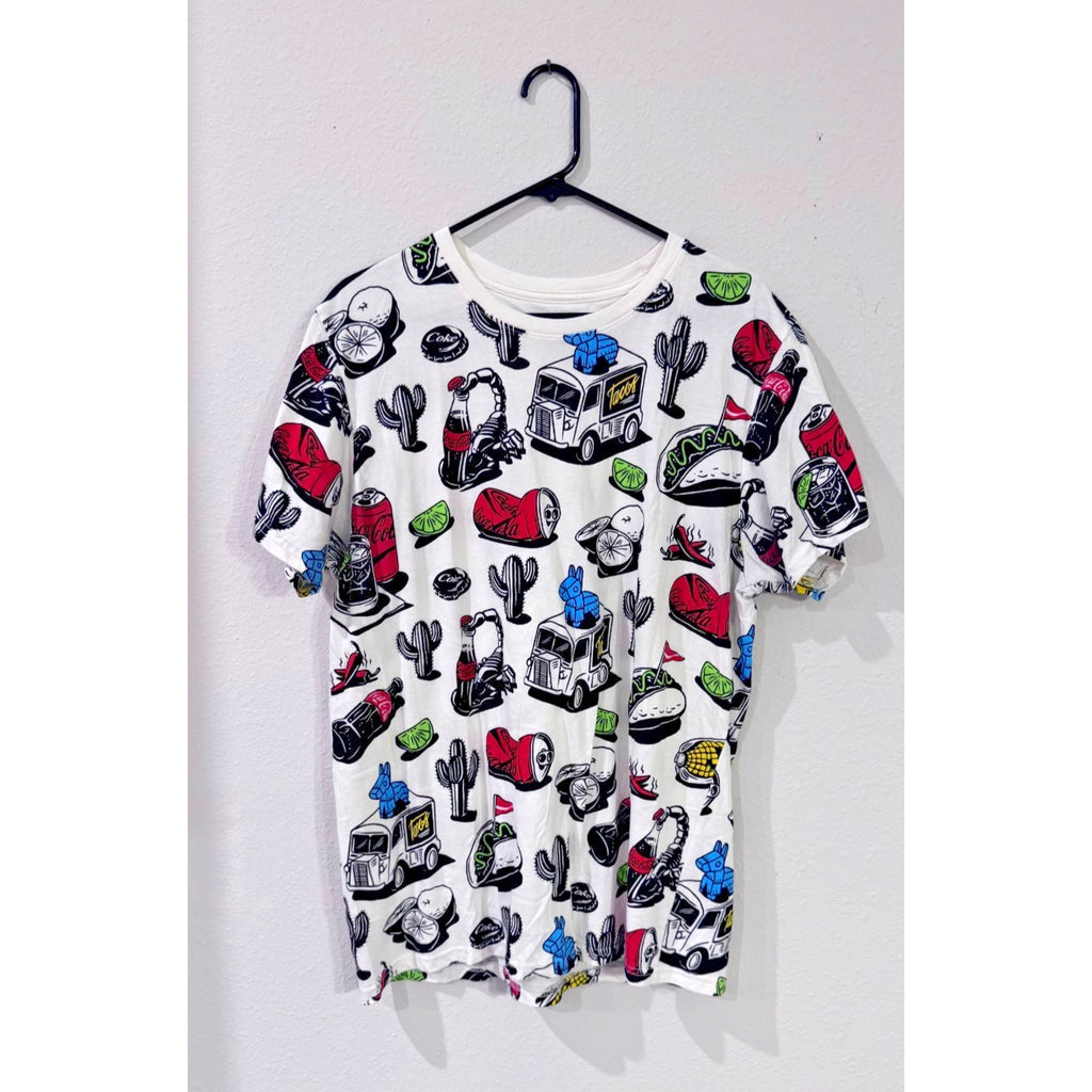 Coca-Cola "Taste Tour" All Over Print T-Shirt 2XL NWOT