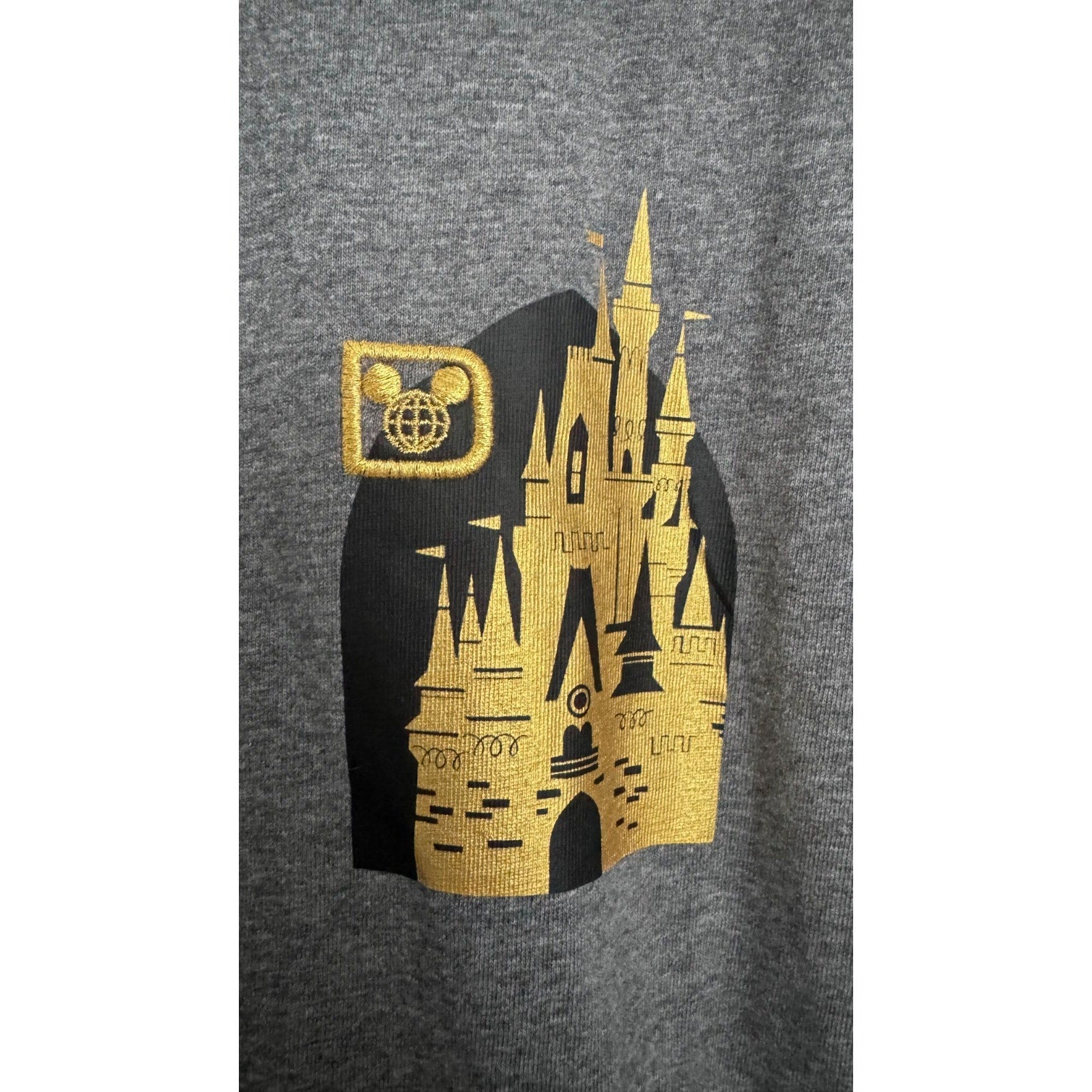 Walt Disney World Castle Embroidered D Gray T-Shirt (NWT) - Large