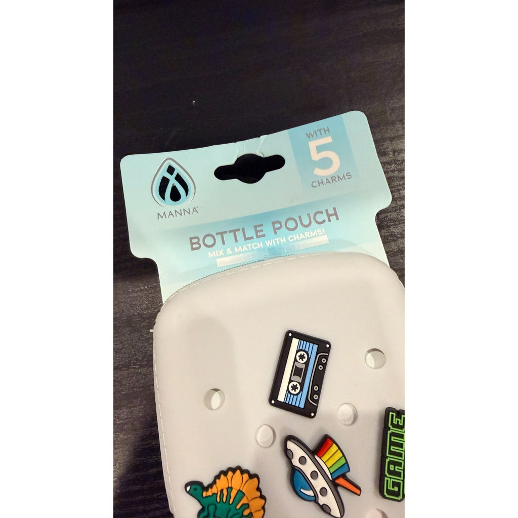 NEW Snowfall White Silicone Water Bottle Pouch with Charms