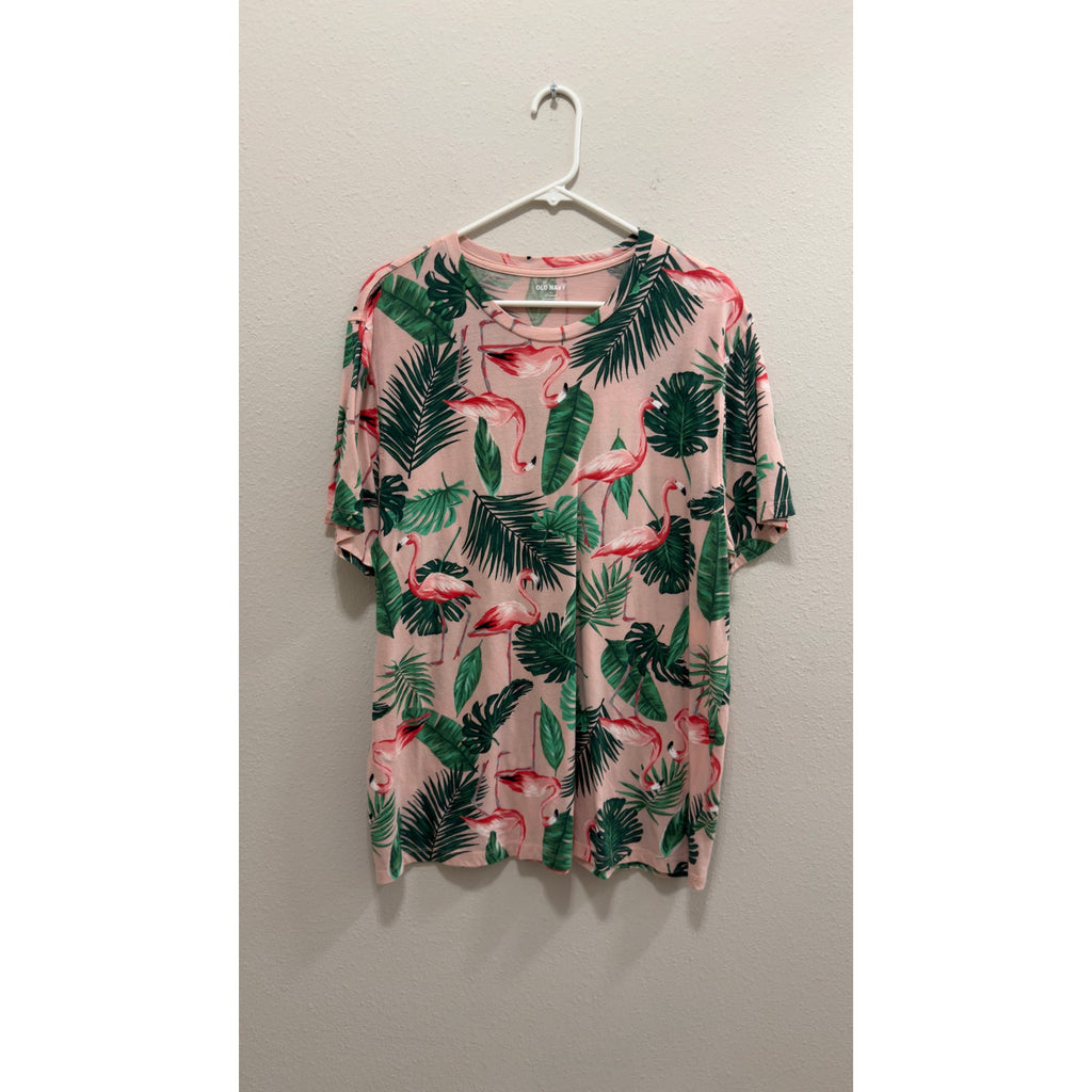 Old Navy Men's Flamingo Tropical Soft Washed Crewneck T-Shirt Size XL