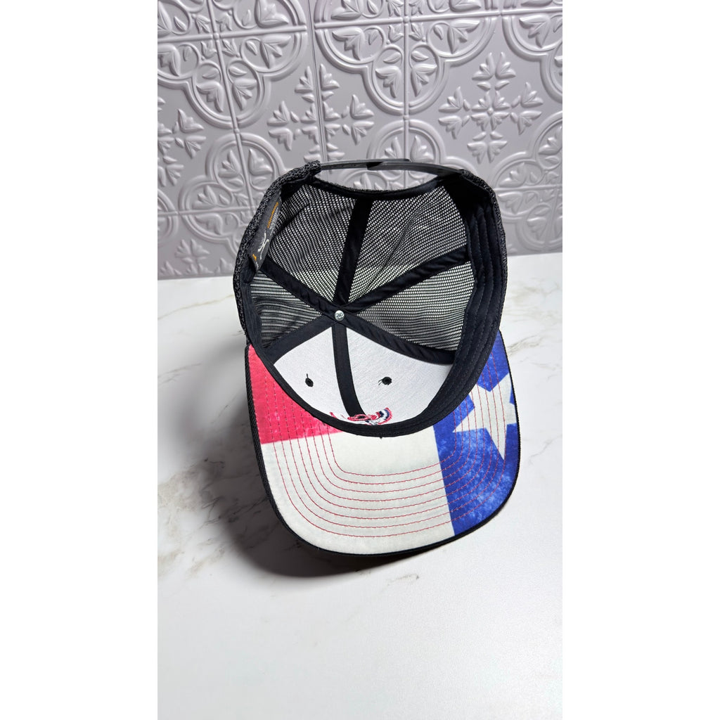 Hooey Texican Black Trucker Hat Red White Blue Logo Snapback Mesh Cap