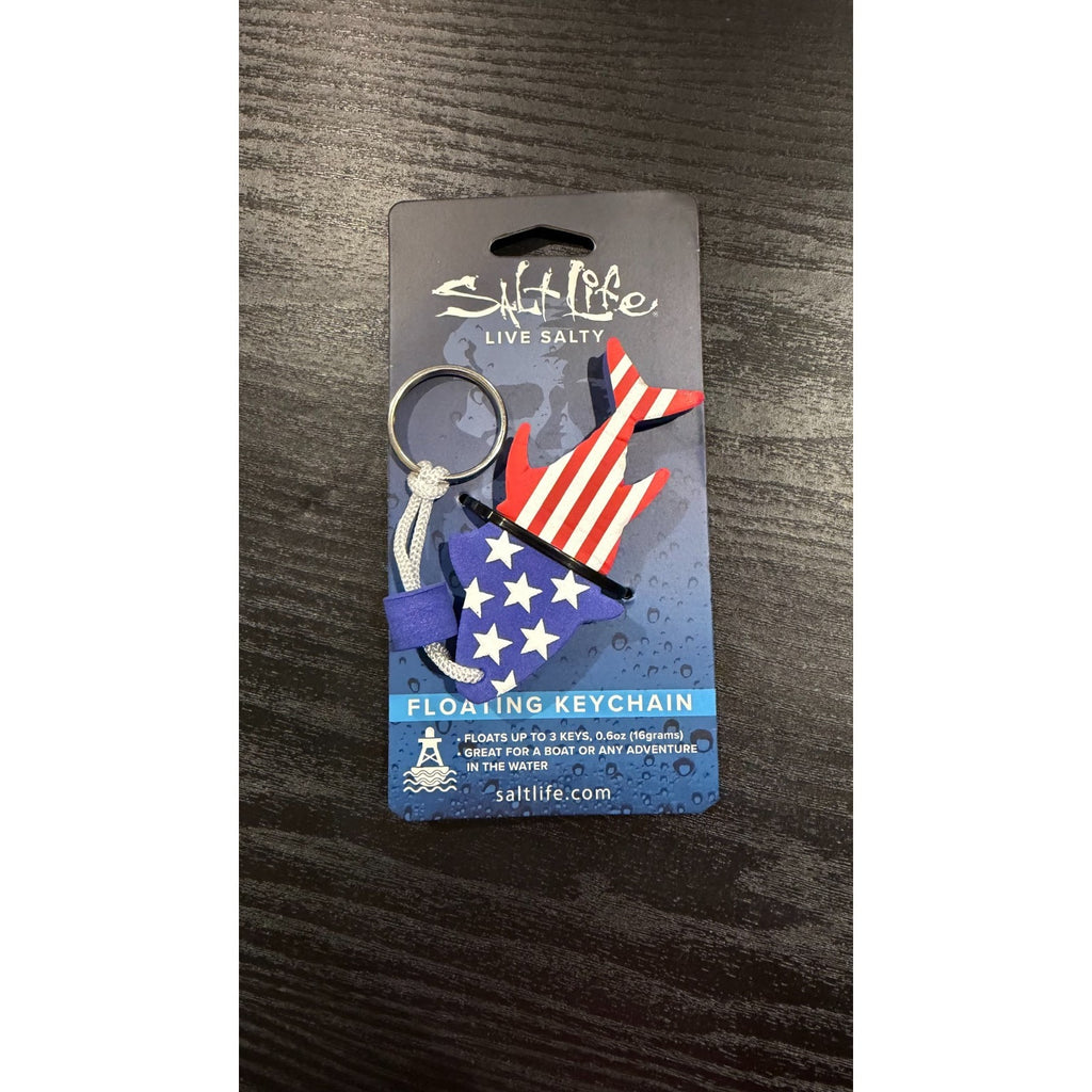 NEW Salt Life Floating Key Chain - Red, White & Blue USA Flag Tuna Design