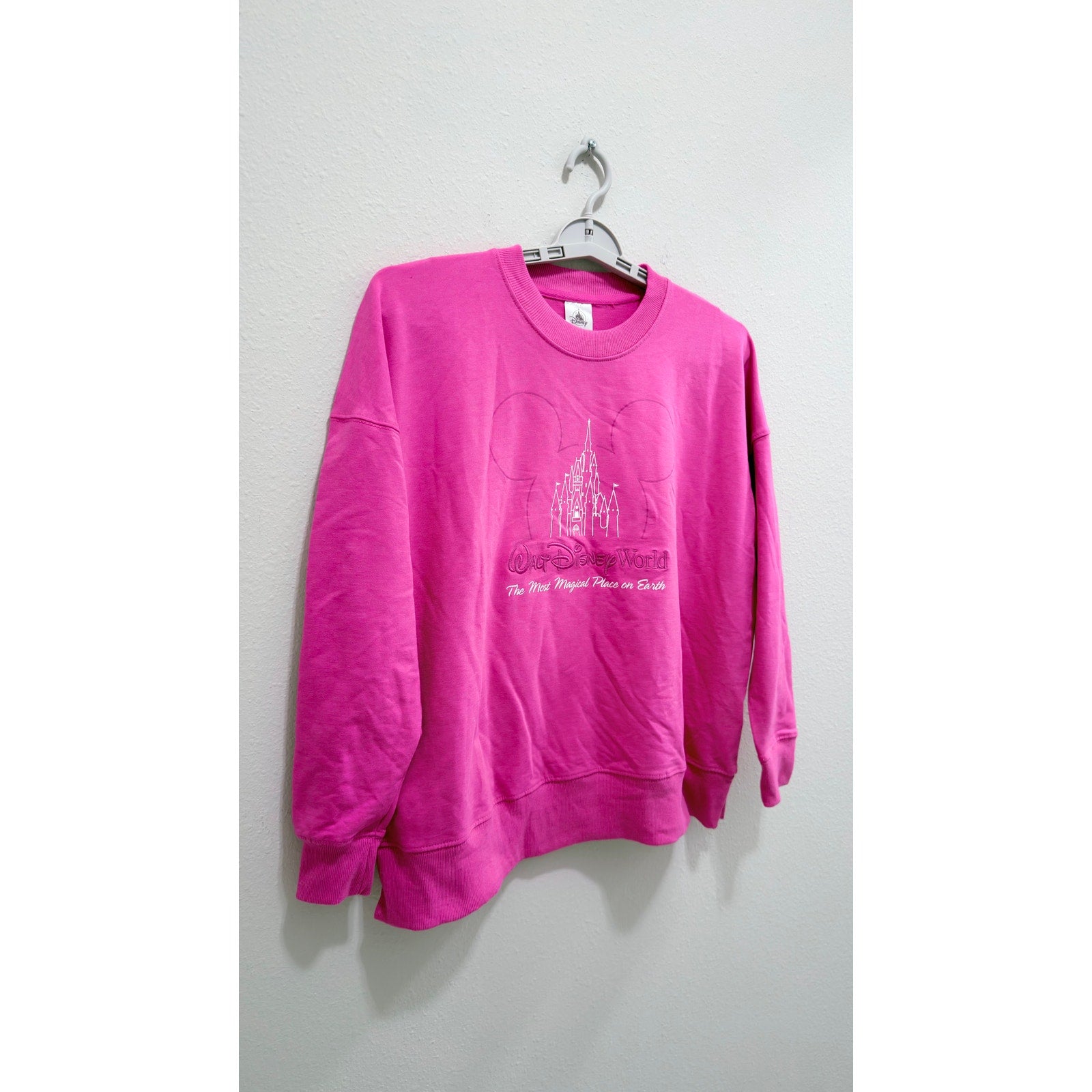 Walt Disney World The Most Magical Place on Earth Hot Pink Sweatshirt Large NWT