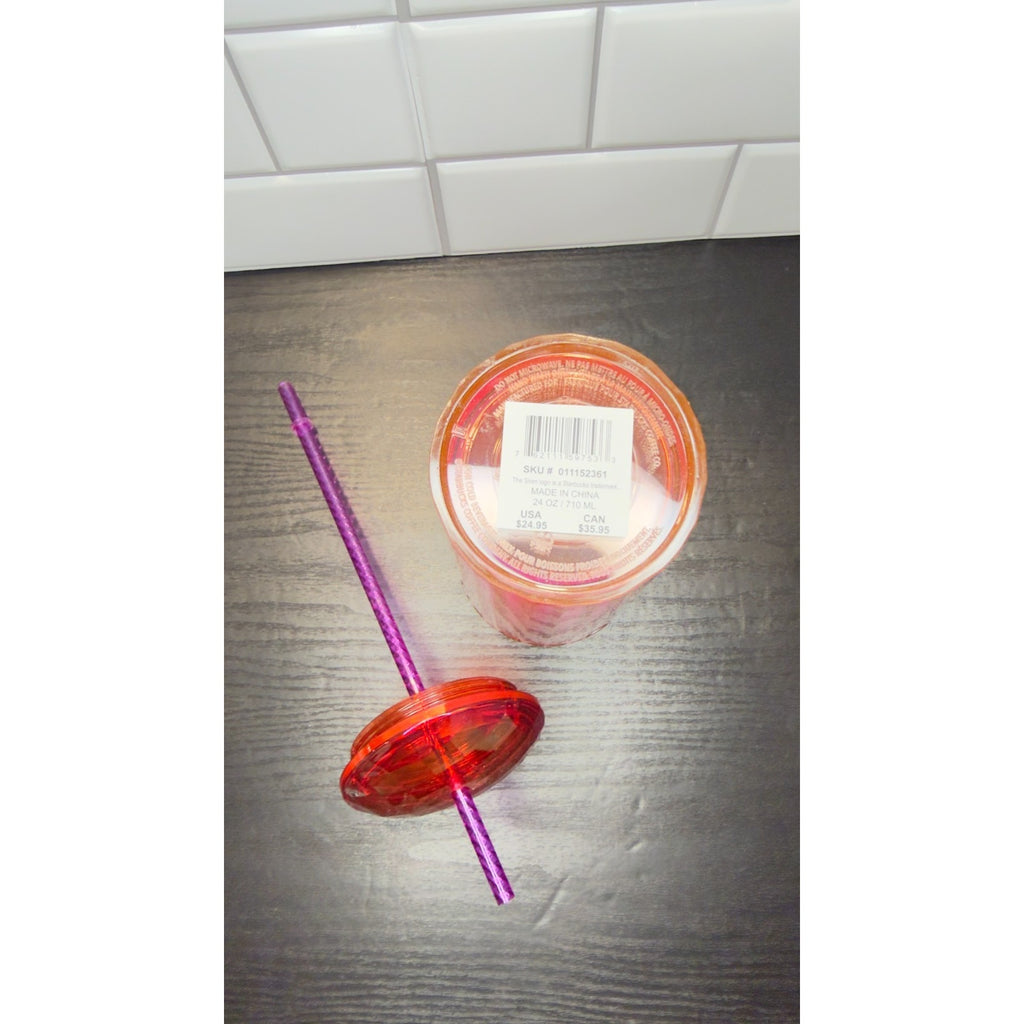 NWT Starbucks 24oz Red and Purple Kaleidoscope Tumbler - Venti Cold Cup
