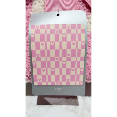 Disney Mickey Mouse Pink Cream Checkerboard Fluffy Plaid Throw Blanket NWT