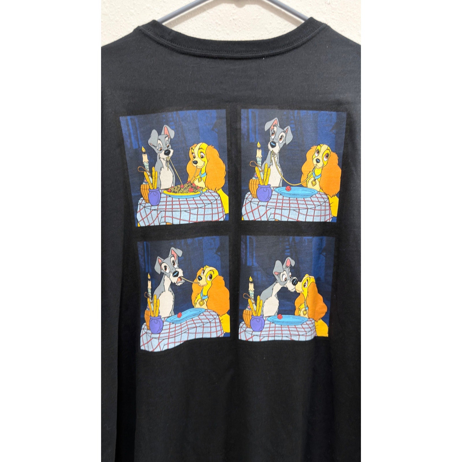 Disney Parks Lady and the Tramp Spaghetti Scene Black T-Shirt Adult Large NWT
