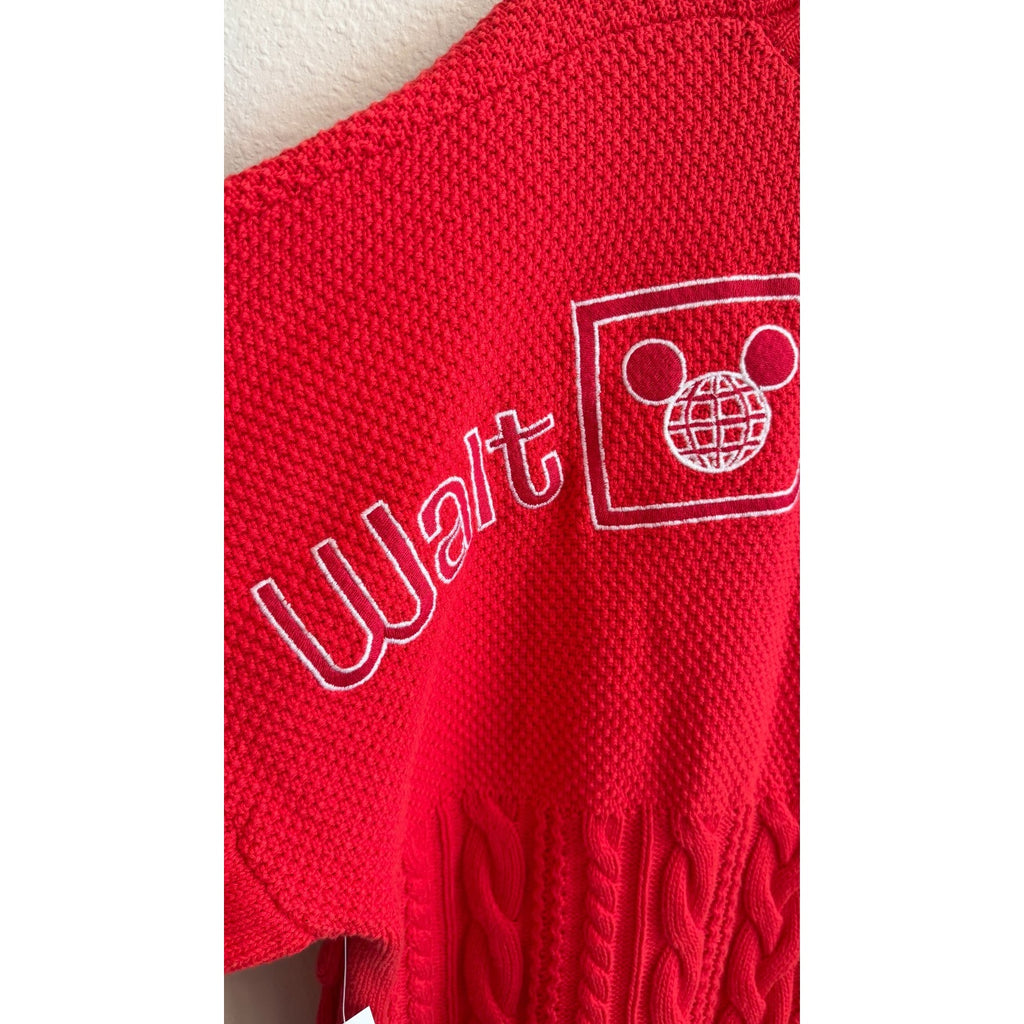 Disney Parks x Spirit Jersey Walt Disney World Red Cable Knit Sweater Size Large