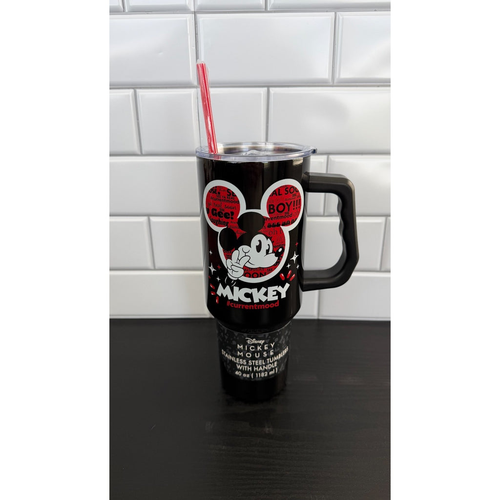 Disney Classic Mickey Mouse "#currentmood" 40oz Stainless Steel Tumbler NEW