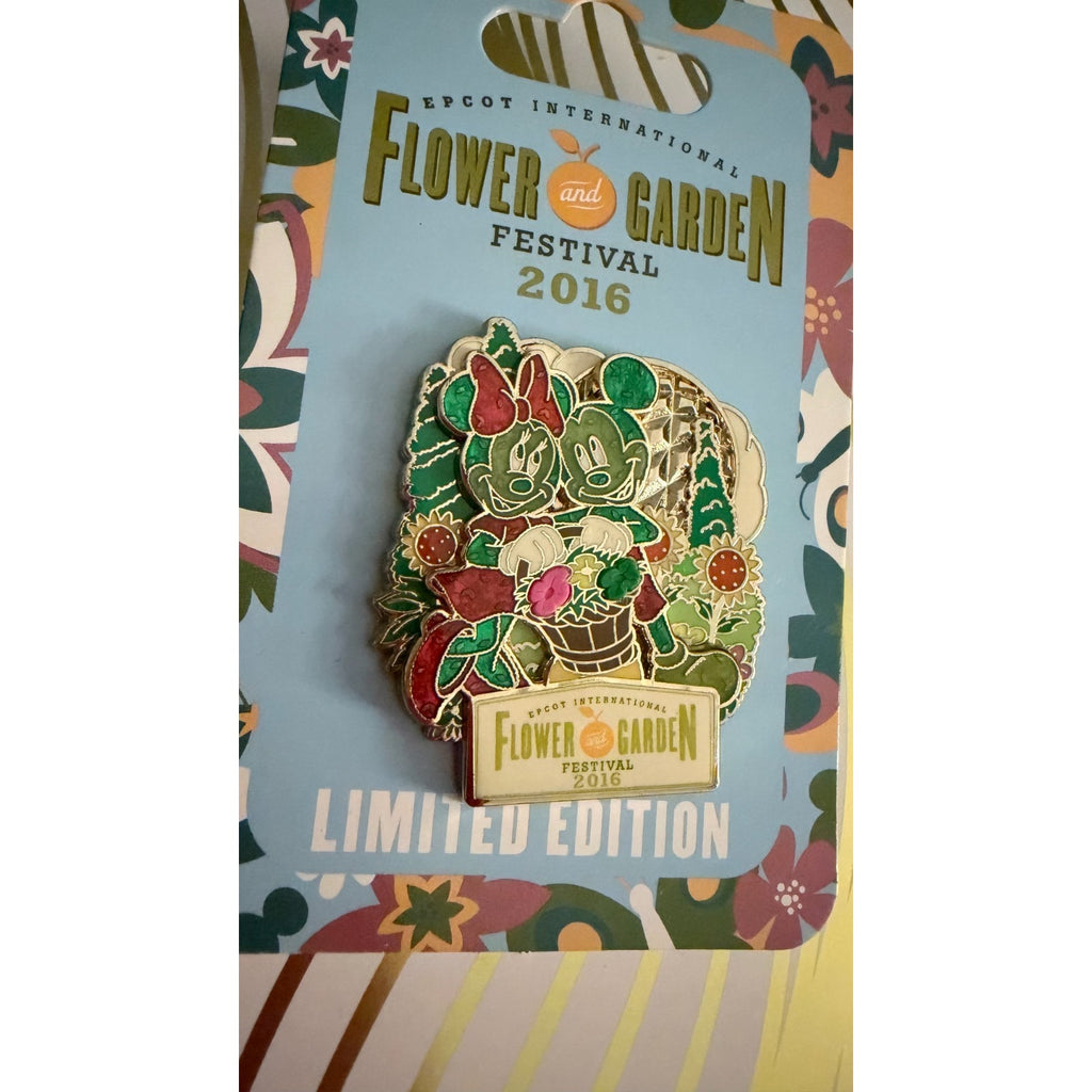 Disney Parks Disney 2016 EPCOT Flower & Garden Mickey & Minnie Topiary Pin