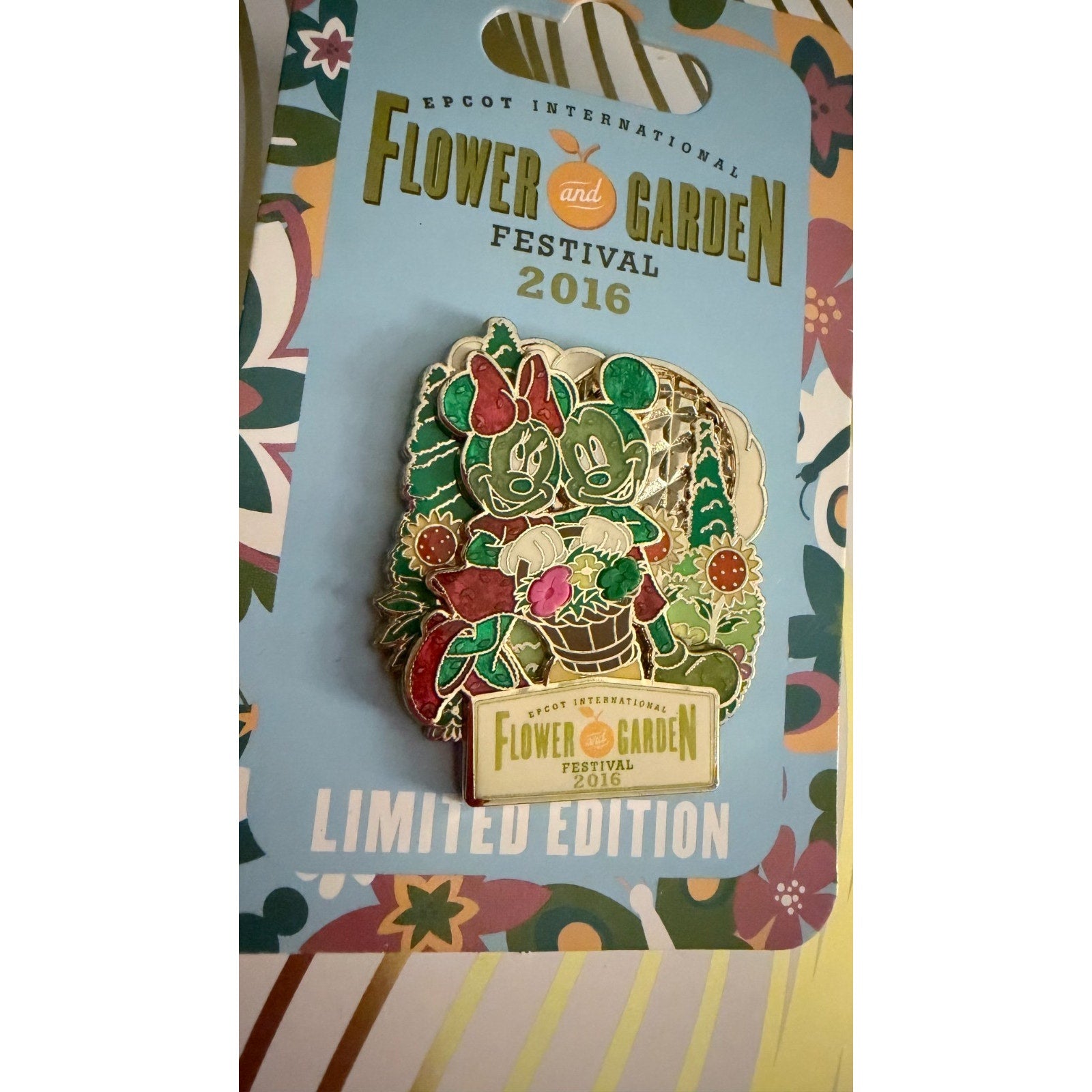Disney Parks Disney 2016 EPCOT Flower & Garden Mickey & Minnie Topiary Pin