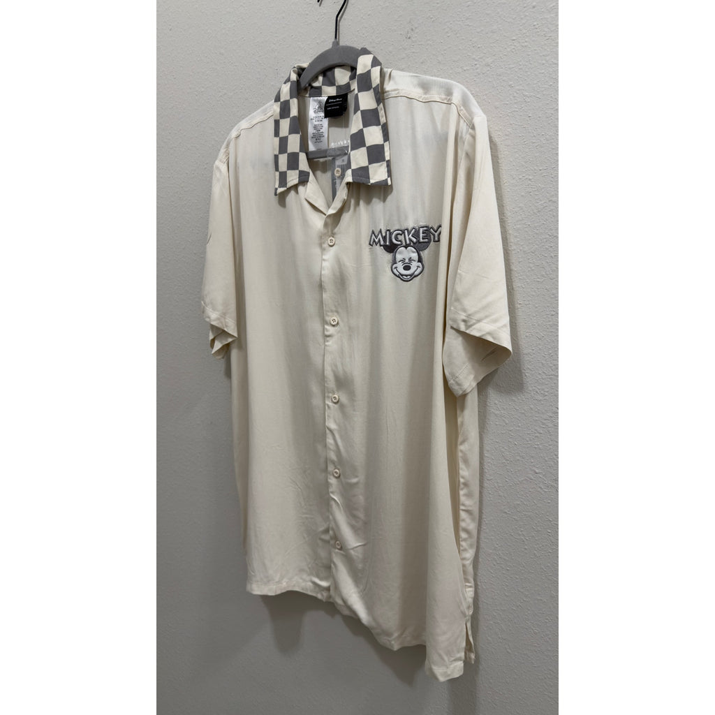 Disney Parks Our Universe Mickey Mouse Checkered Button Down Shirt NWT Large