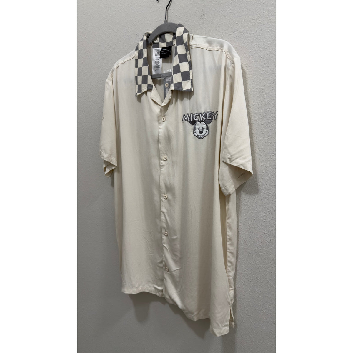 Disney Parks Our Universe Mickey Mouse Checkered Button Down Shirt NWT Large