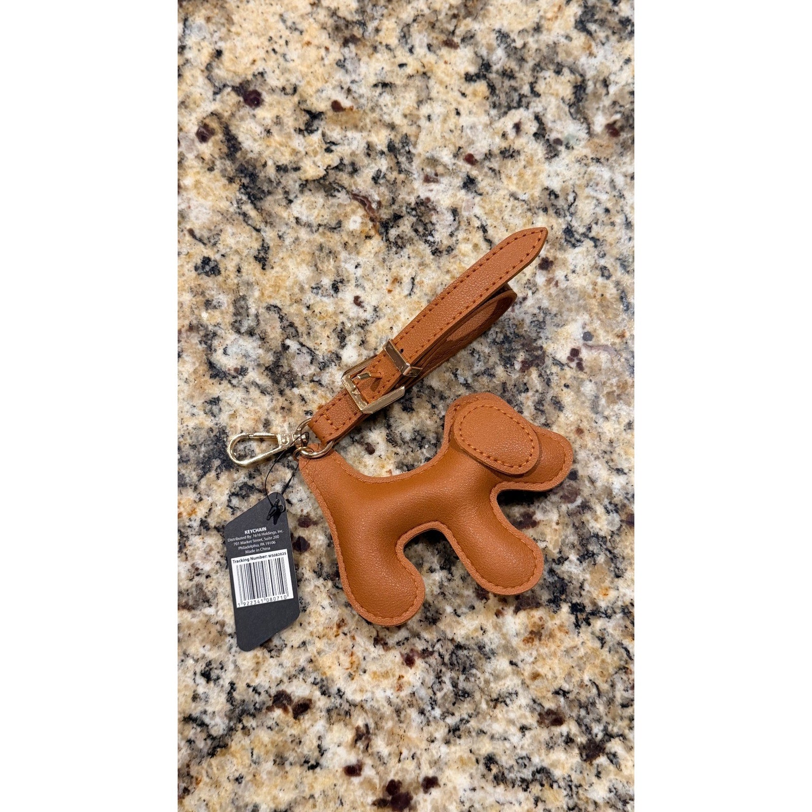 NEW Faux Leather Dog Puppy Keychain Bag Charm - Brown