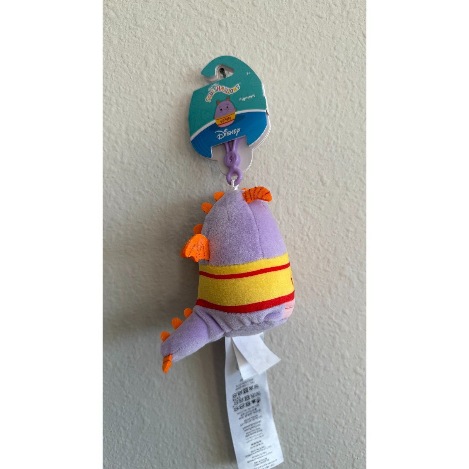 NEW Disney Parks Figment 4" Squishmallow Keychain Bag Charm