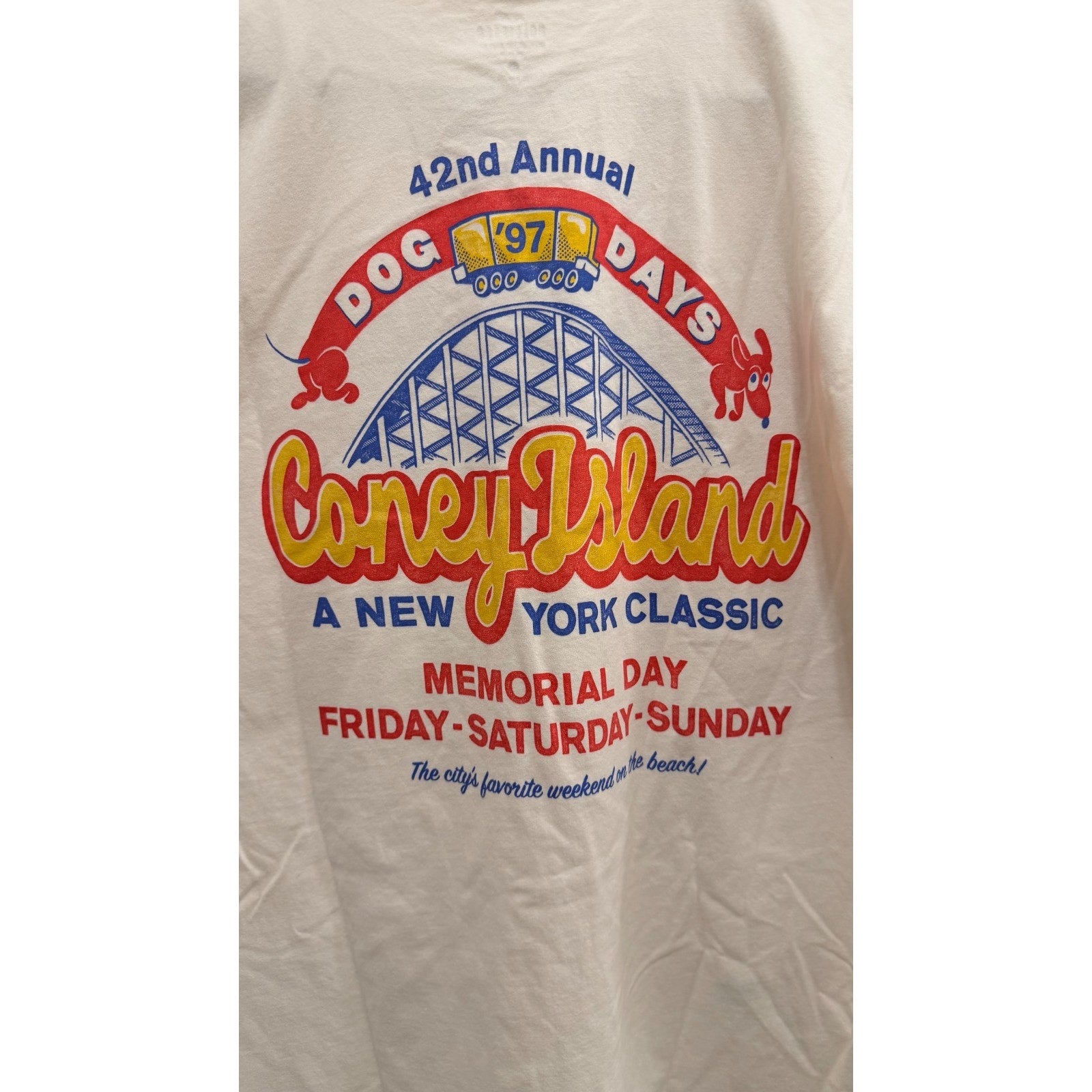 Hollister Men's Boxy Cut Heavyweight Coney Island T-shirt - Large - Preowned