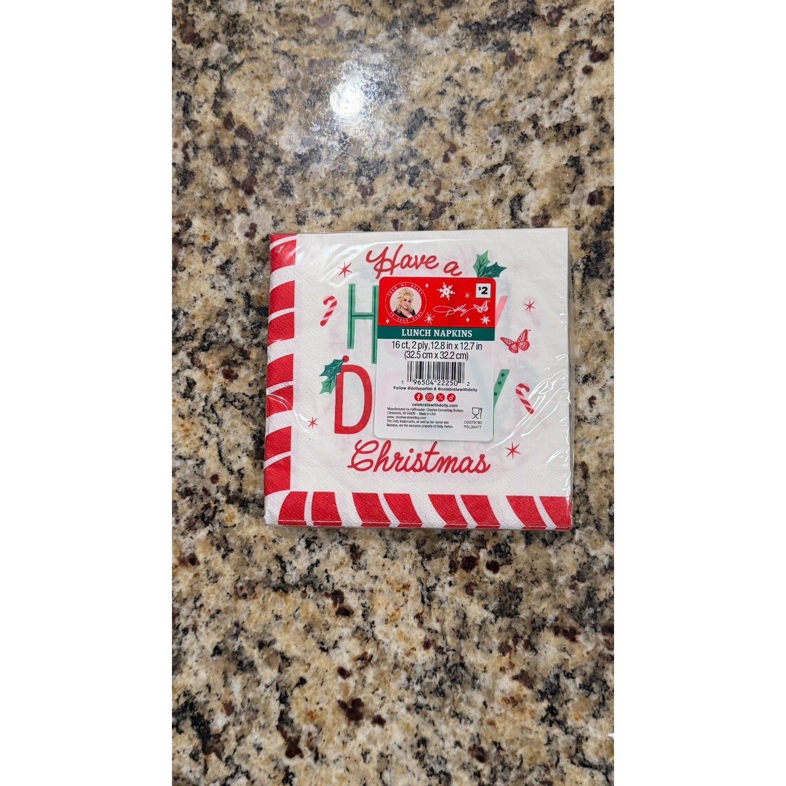 NWT Dolly Parton "Have a Holly Dolly Christmas" Napkins — 16 ct