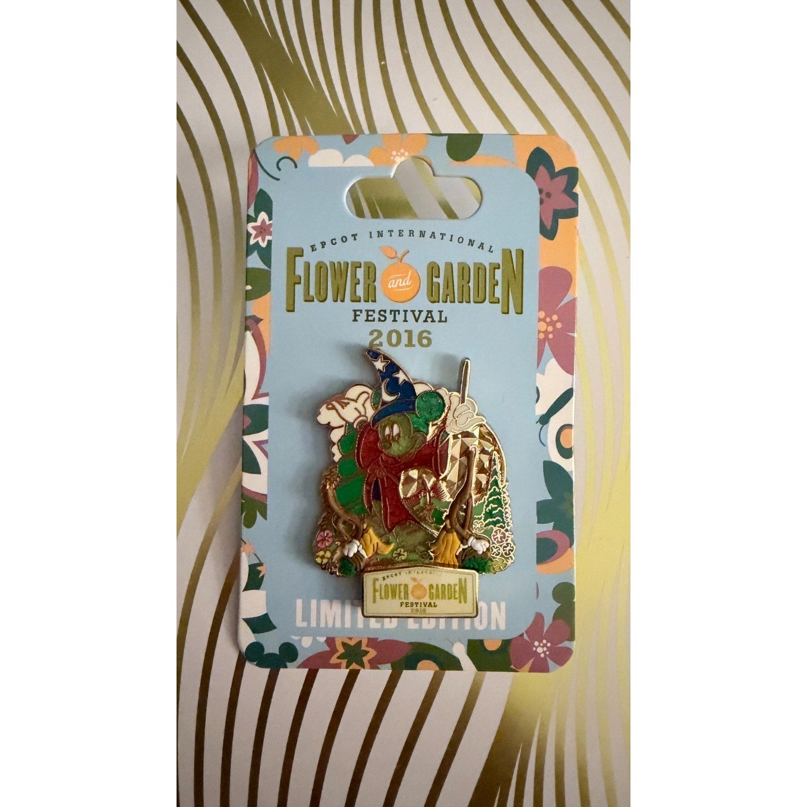 Disney Parks Disney 2016 EPCOT Flower & Garden Sorcerer Mickey Topiary Pin