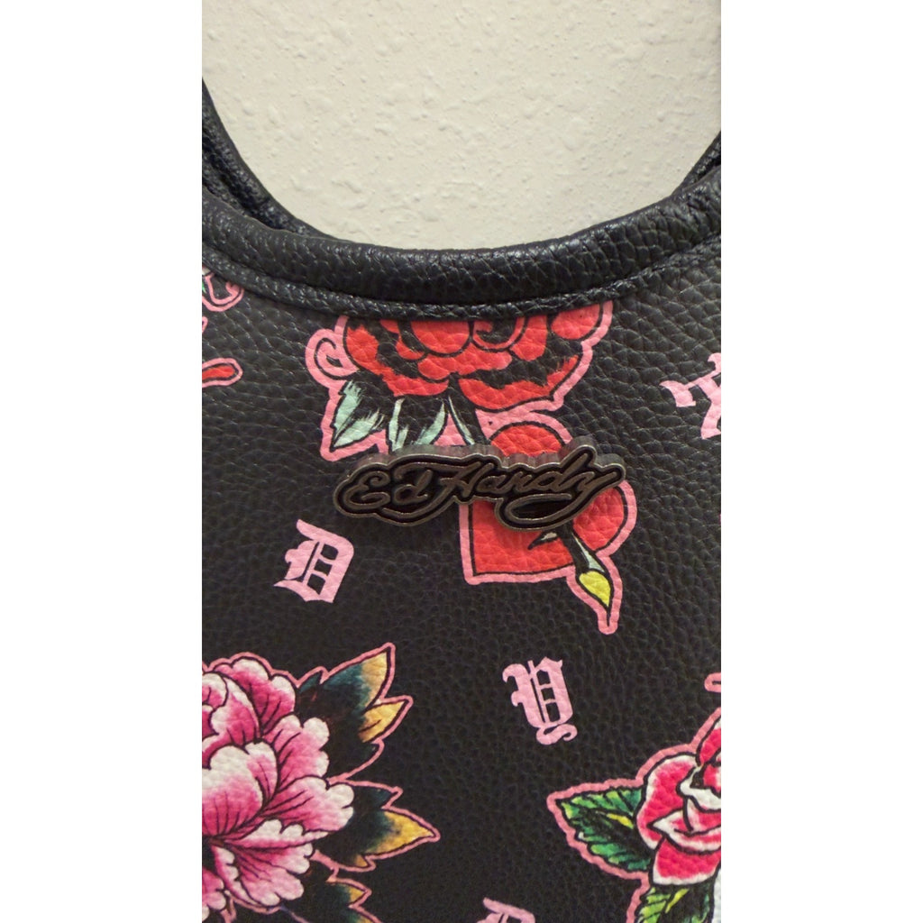 New Ed Hardy Tattoo Print Tote Bag Skull, Tiger & Swallow Graphic Shoulder Bag