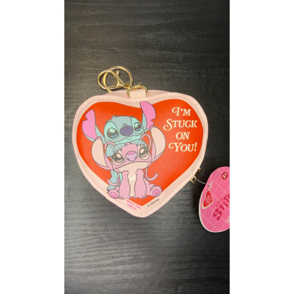 Disney Stitch & Angel Candy Heart Keepsake Keychain/Coin Purse NWT