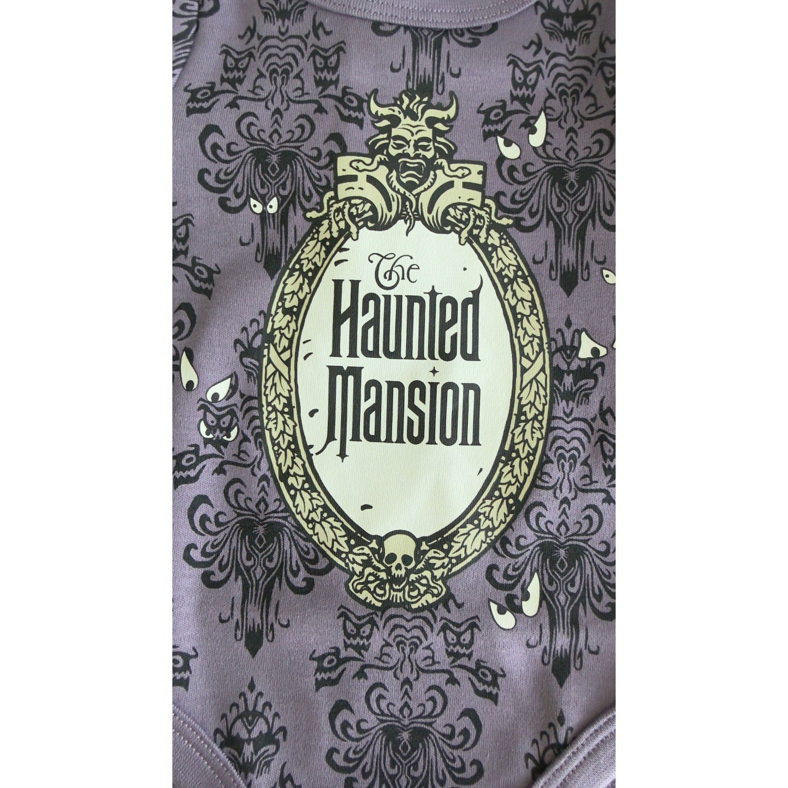 Disney Parks The Haunted Mansion Wallpaper Baby Onesie Bodysuit 0-3 Months NWT