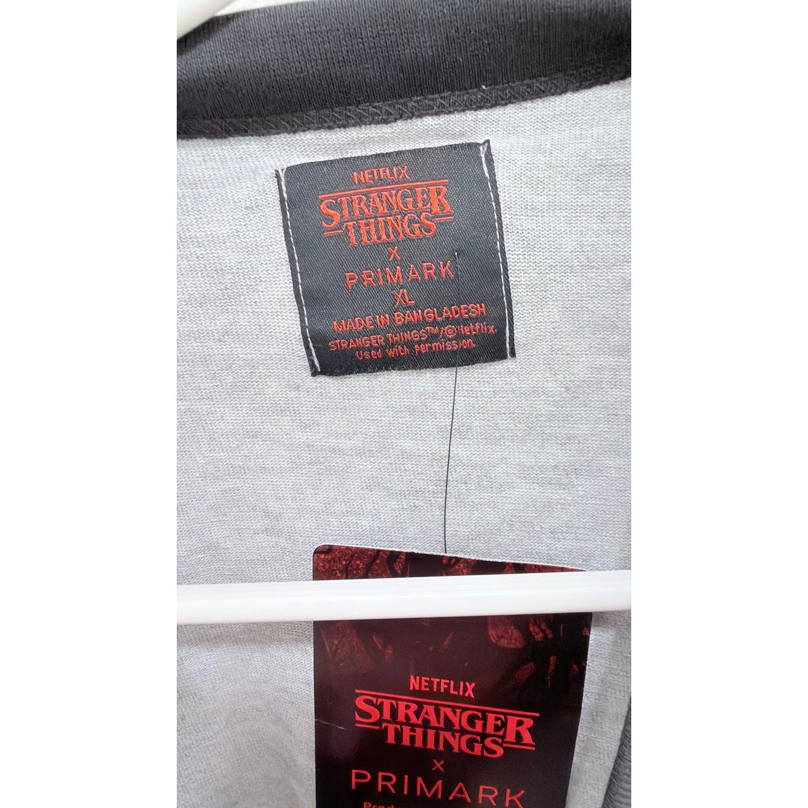 NWT Netflix Stranger Things x Primark "Hellfire Lives!" Ringer Tee - XL