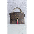 Mickey Mouse Charm Satchel Bag Women’s Tote Handbag Brown Gold NWT