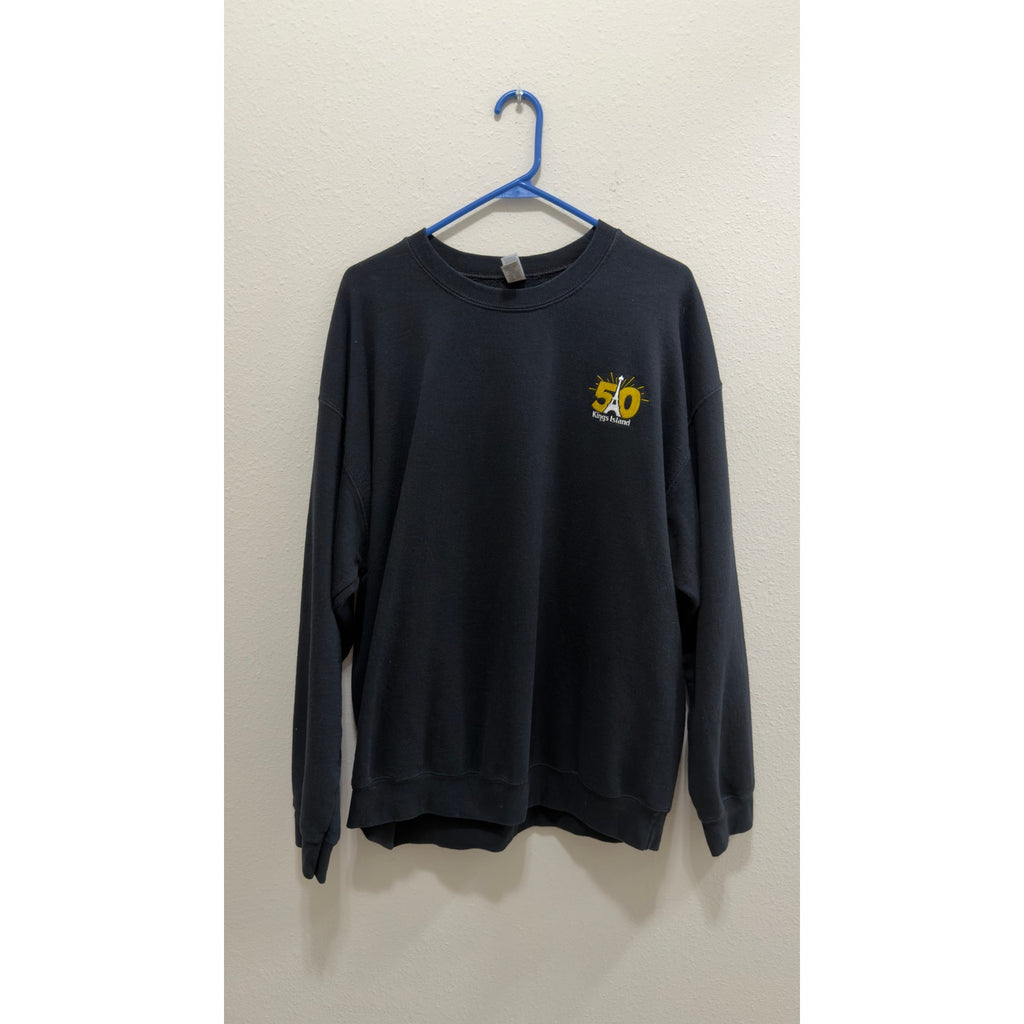 Kings Island 50th Anniversary Black Embroidered Crewneck Sweatshirt Adult XL