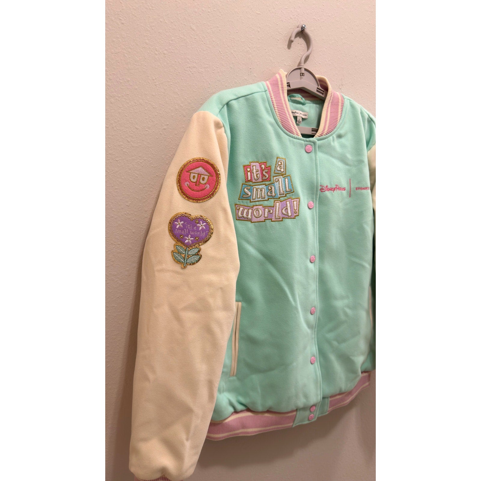 Disney Parks x Stoney Clover Lane "It’s A Small World" Varsity Jacket Large NWT