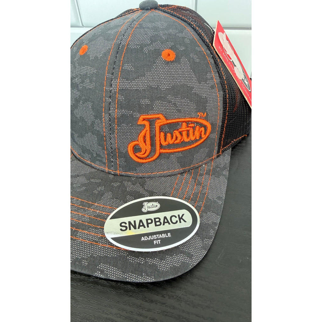 Justin Boots Camo Orange Logo Trucker Hat – NWT