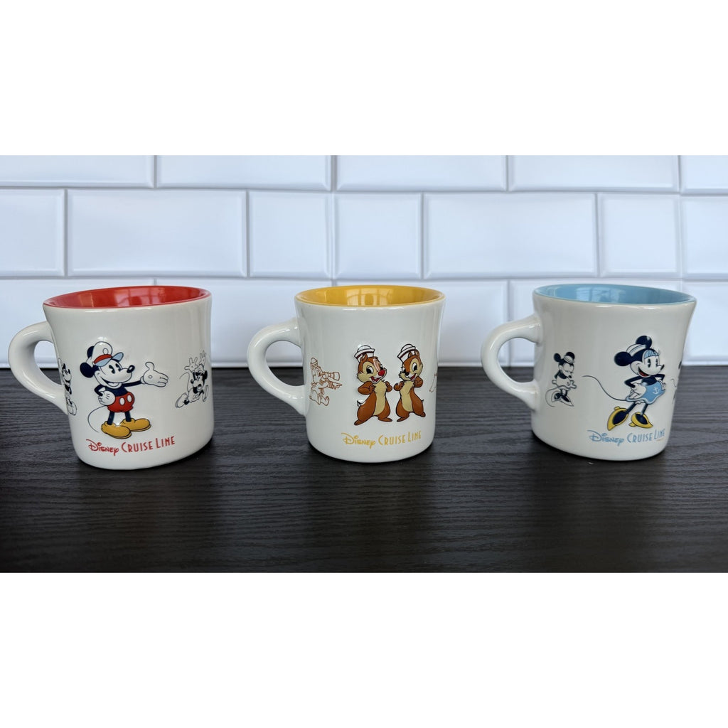 Disney Cruise Line 8oz Diner Mug Set - Mickey, Minnie, & Chip ‘n Dale NEW