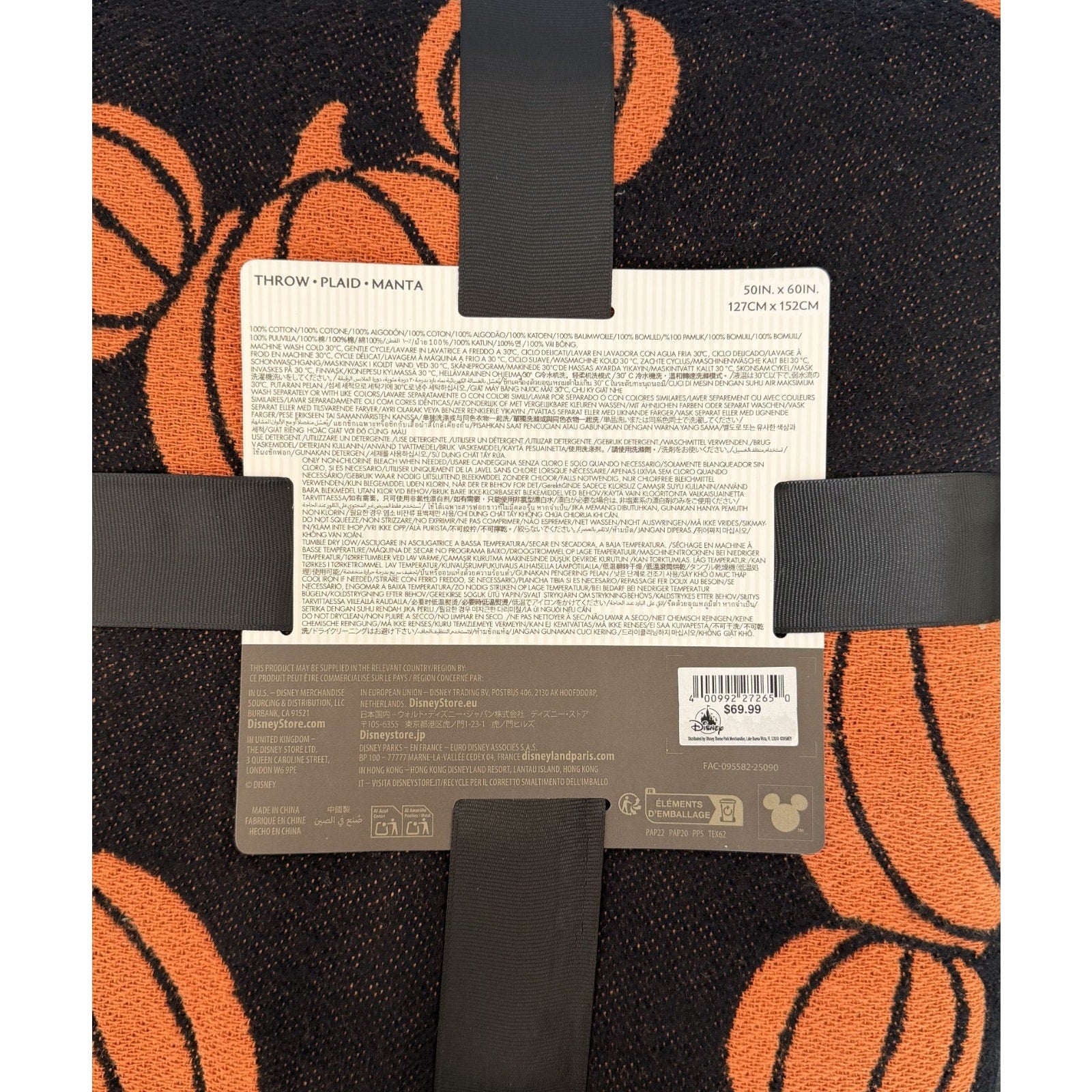 Disney Parks Mickey Halloween Home Pumpkin Throw 50x60 Blanket NEW