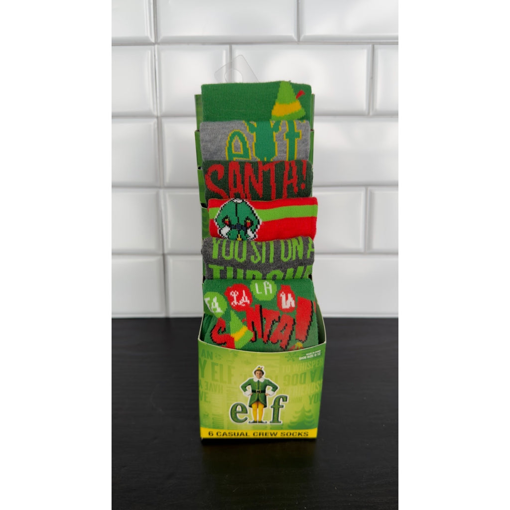 Elf Buddy The Elf Men's Crew Socks (6-Pack) Size 8-12 NEW