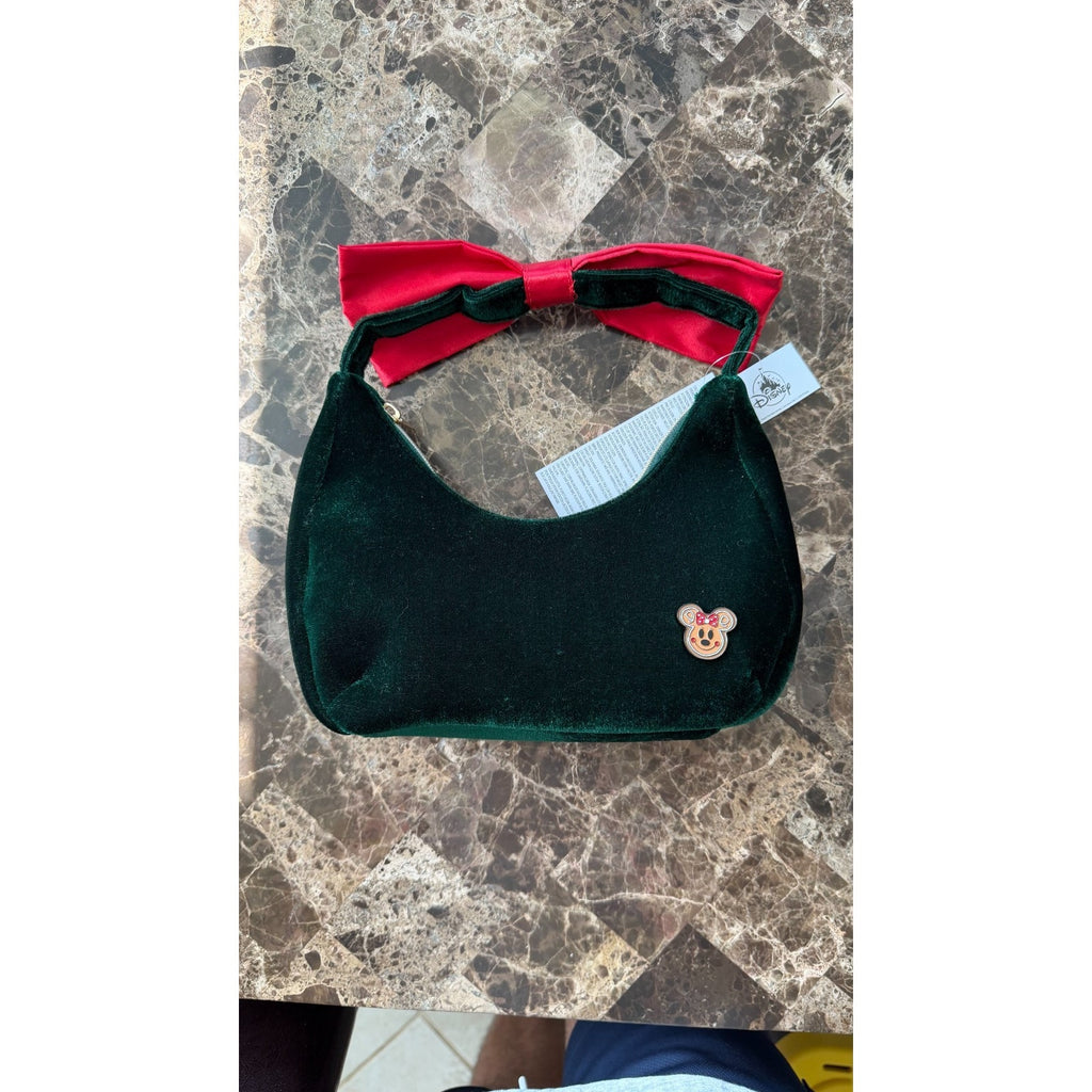 NEW Gingerbread Man Velvet Crossbody Purse - Red Bow