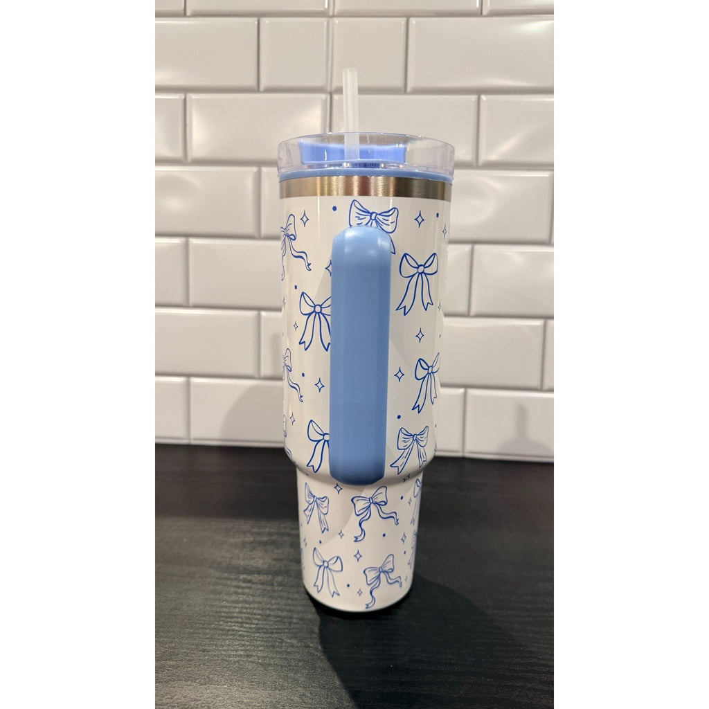 NEW 40oz Stainless Steel Tumbler – Blue Ribbons & Bows